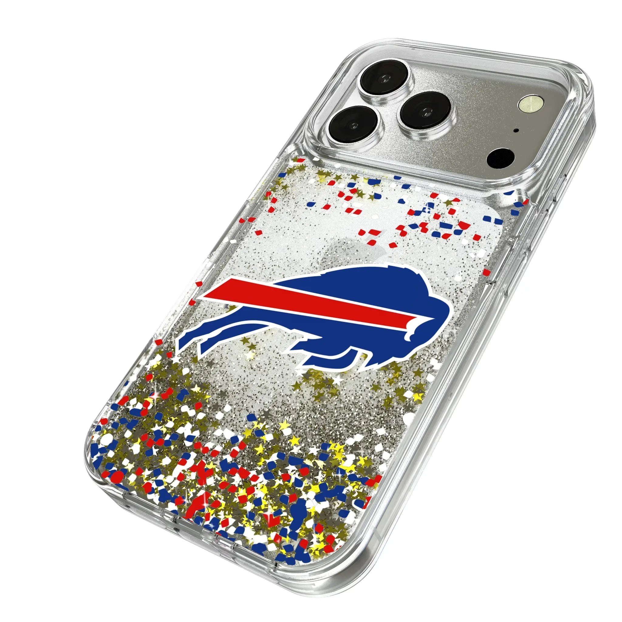 Buffalo Bills Confetti iPhone Glitter Phone Case for Apple iPhone - Isometric View