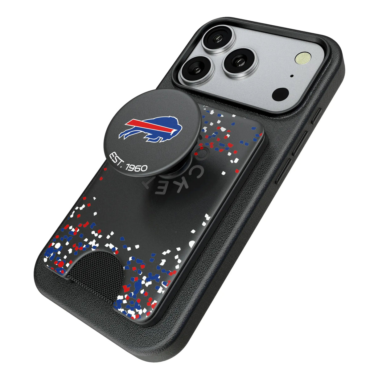 Buffalo Bills Confetti Popsockets Wallet Magnetic - Isometric View