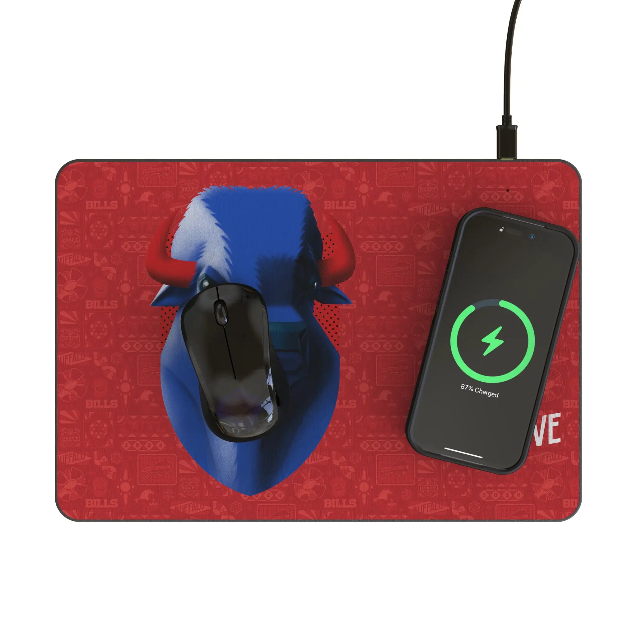 Buffalo Bills Deco 15-Watt Wireless Charger and Mouse Pad - Lifestyle