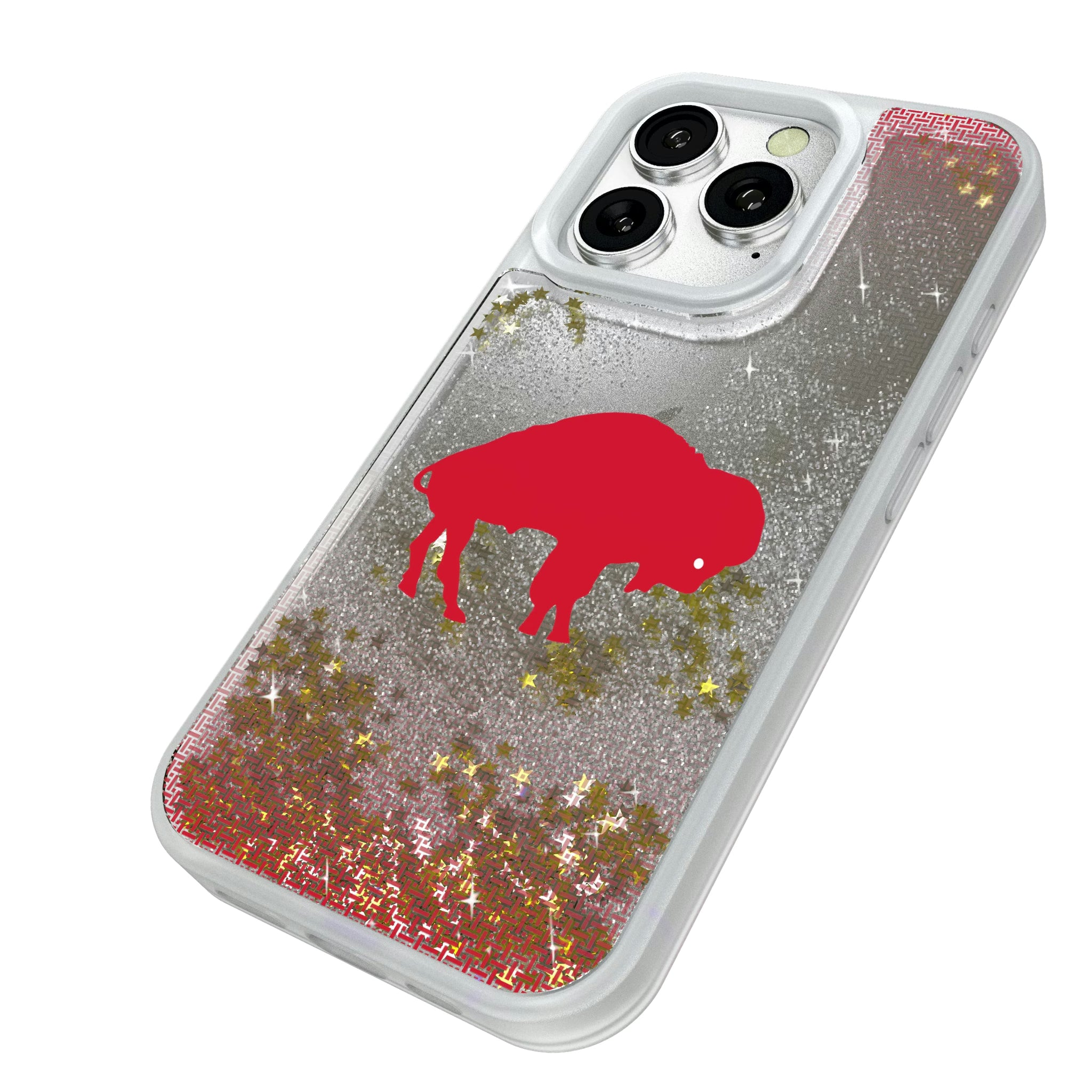 Buffalo Bills Historic Collection Linen iPhone Glitter Phone Case for Apple iPhone - Isometric View#Device_iPhone 16 Pro