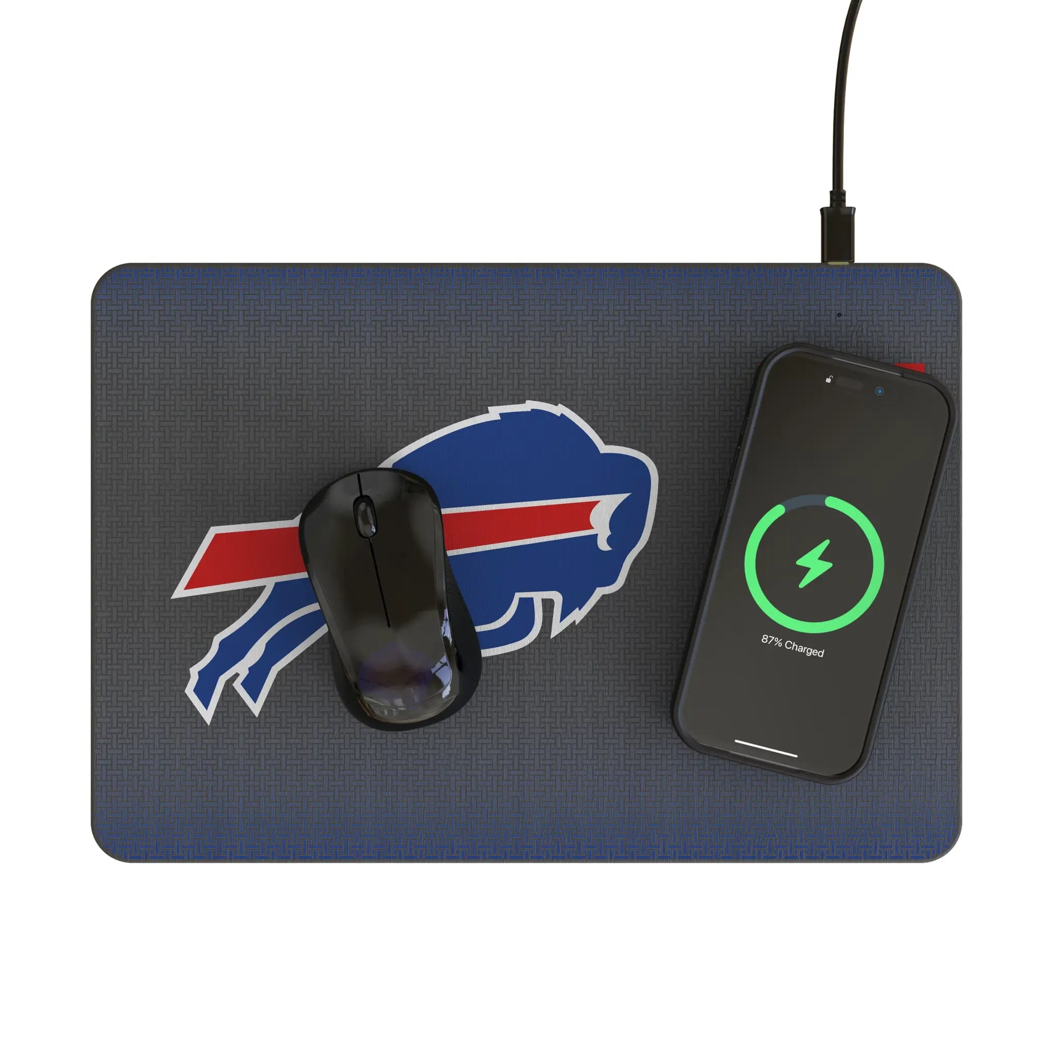 Buffalo Bills Linen 15-Watt Wireless Charger and Mouse Pad - Lifestyle