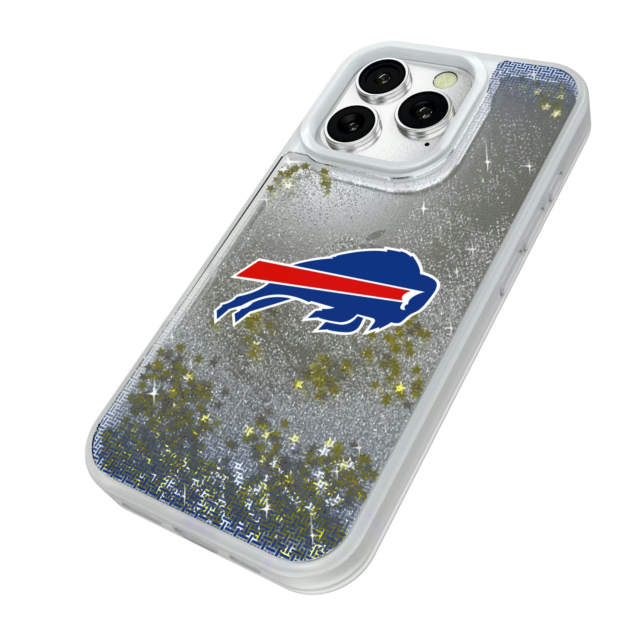 Buffalo Bills Linen iPhone Glitter Phone Case for Apple iPhone - Isometric View#Device_iPhone 16 Pro
