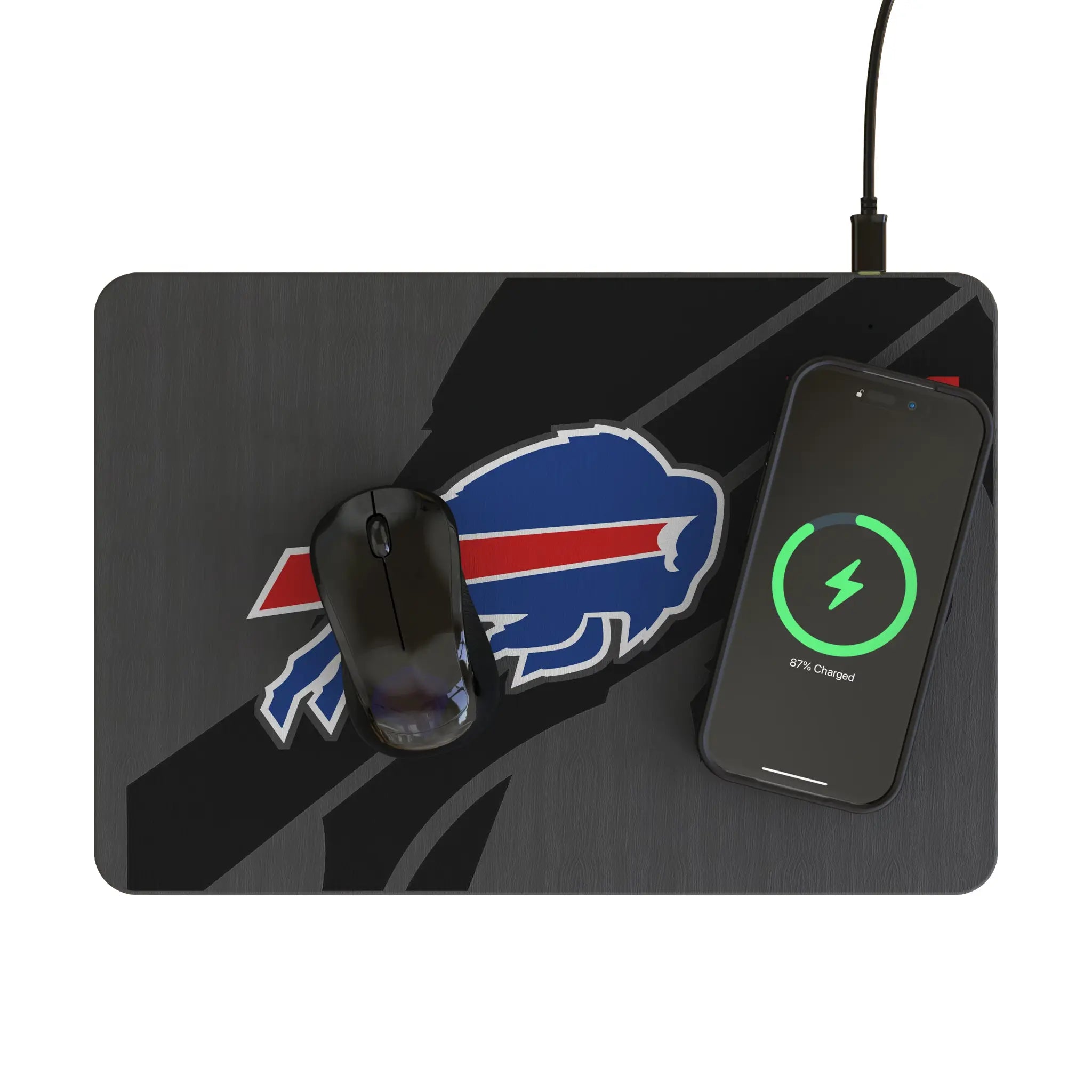 Buffalo Bills Monocolor Tilt 15-Watt Wireless Charger and Mouse Pad - Lifestyle