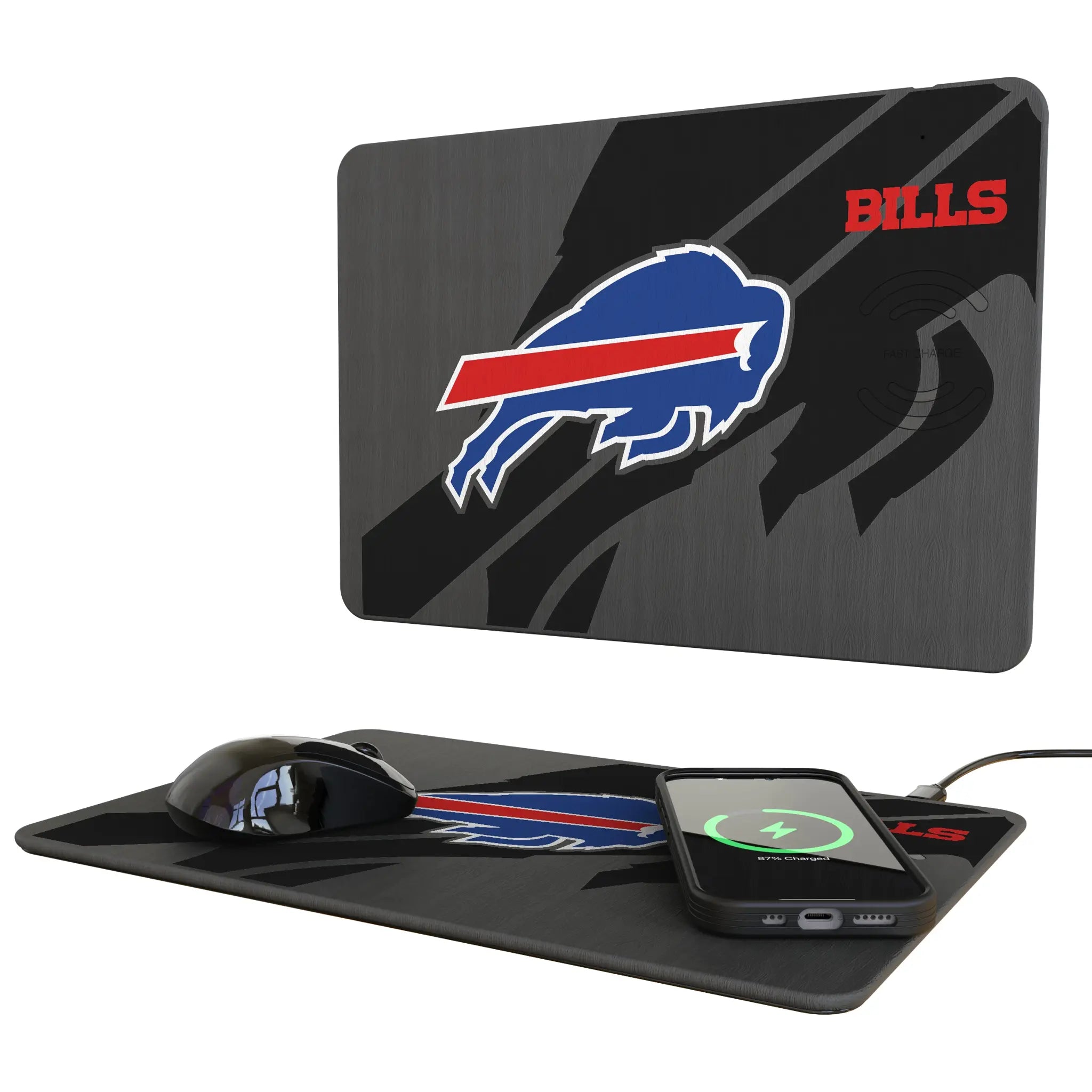 Buffalo Bills Monocolor Tilt 15-Watt Wireless Charger and Mouse Pad