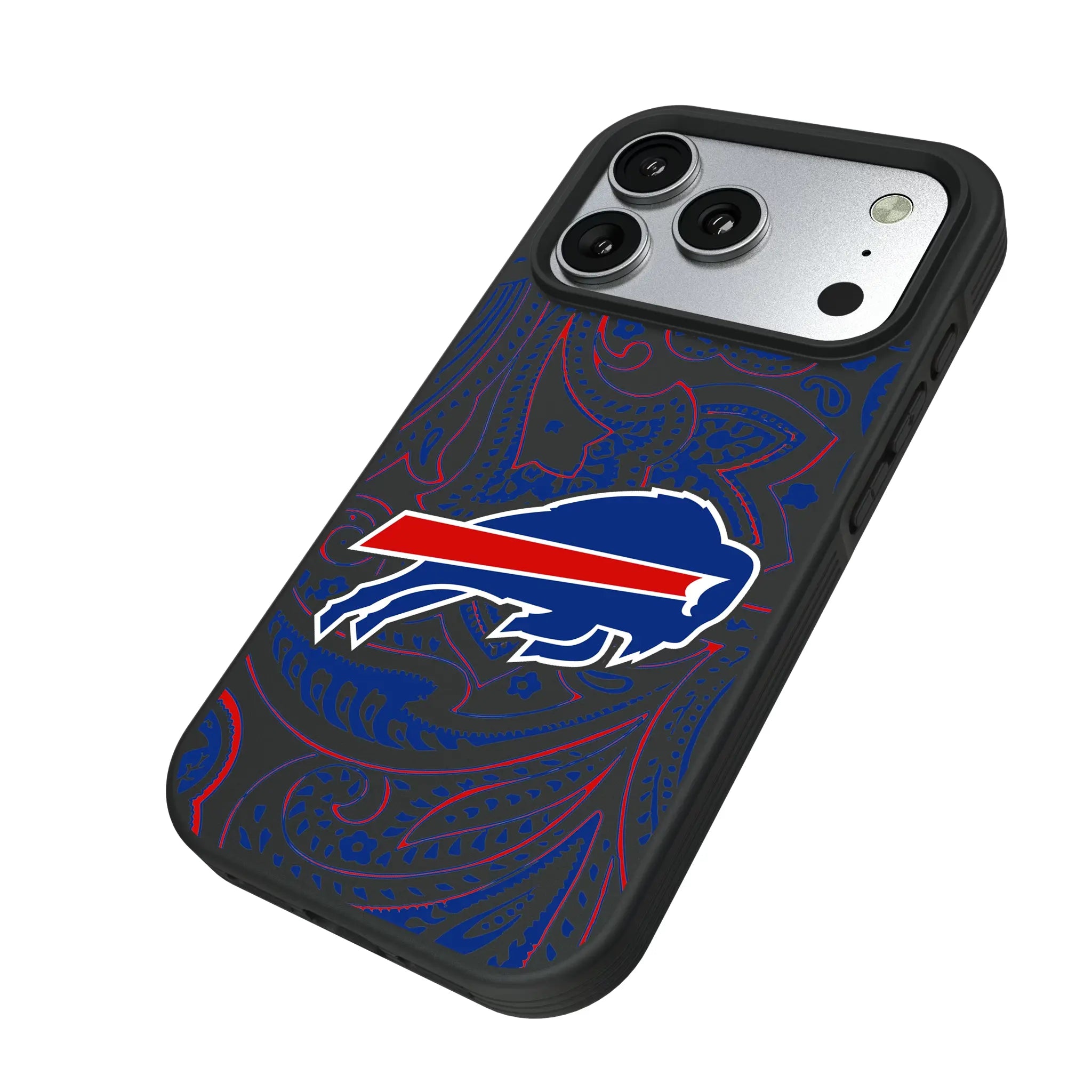 Buffalo Bills Paisley iPhone Bump Phone Case for Apple iPhone - Isometric View#Device_iPhone 17 Pro