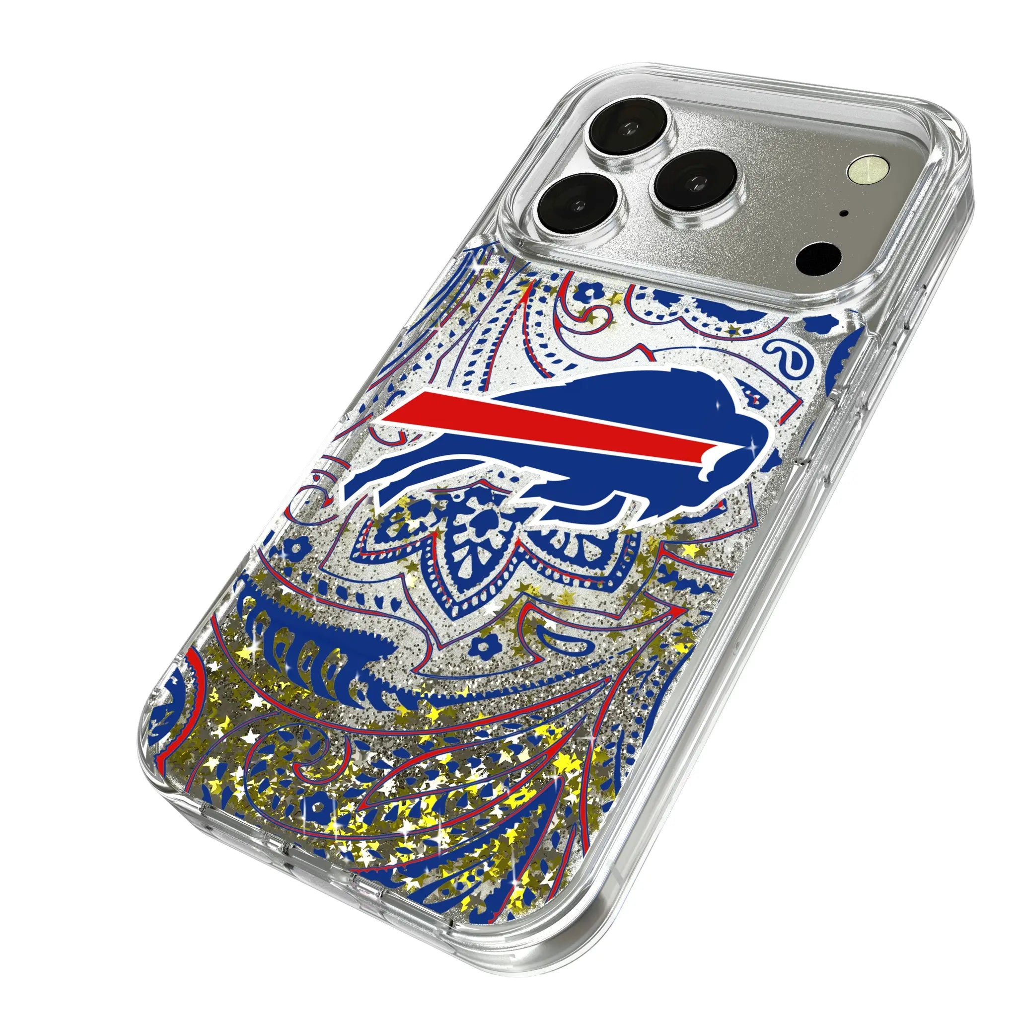 Buffalo Bills Paisley iPhone Glitter Phone Case for Apple iPhone - Isometric View