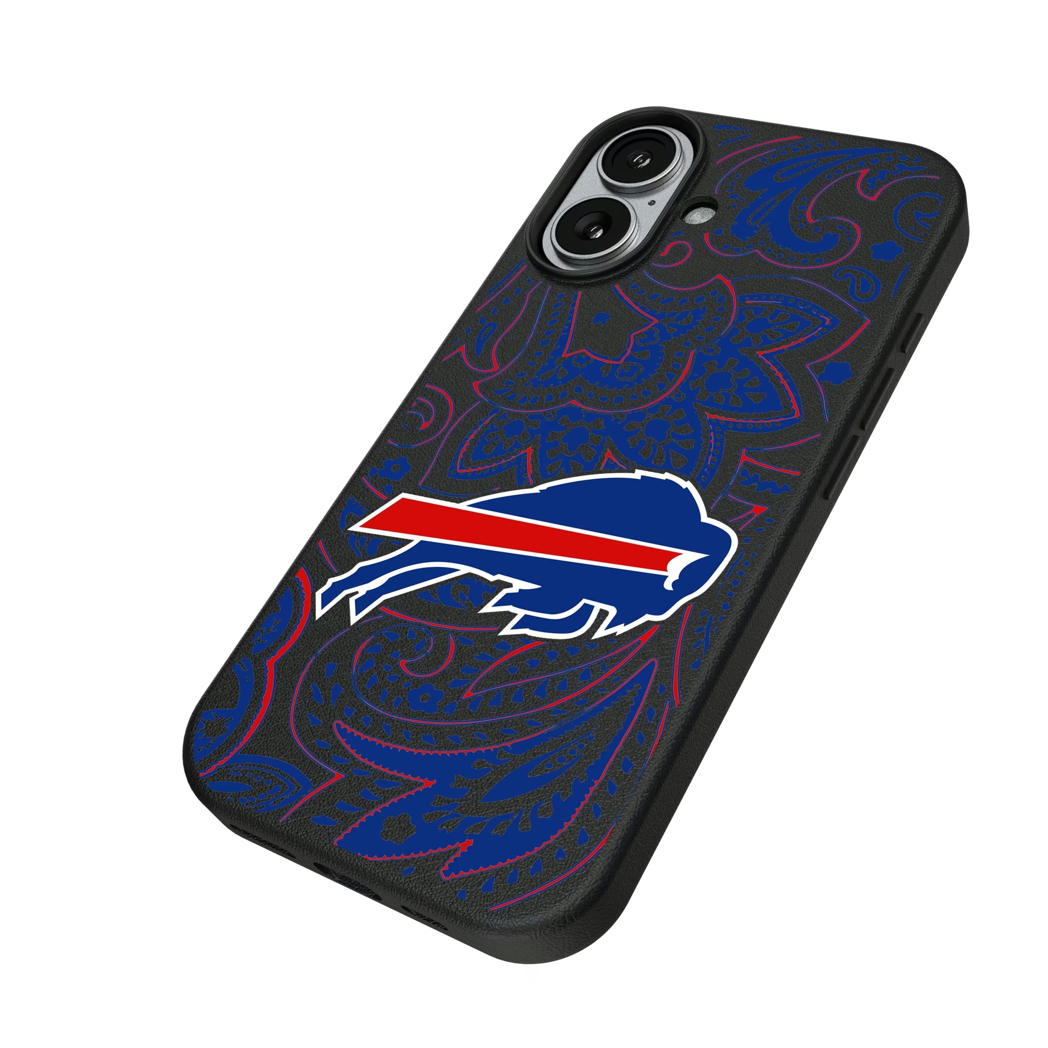 Buffalo Bills Paisley iPhone MagSafe Compatible Phone Case for Apple iPhone - Isometric View#Device_iPhone 17