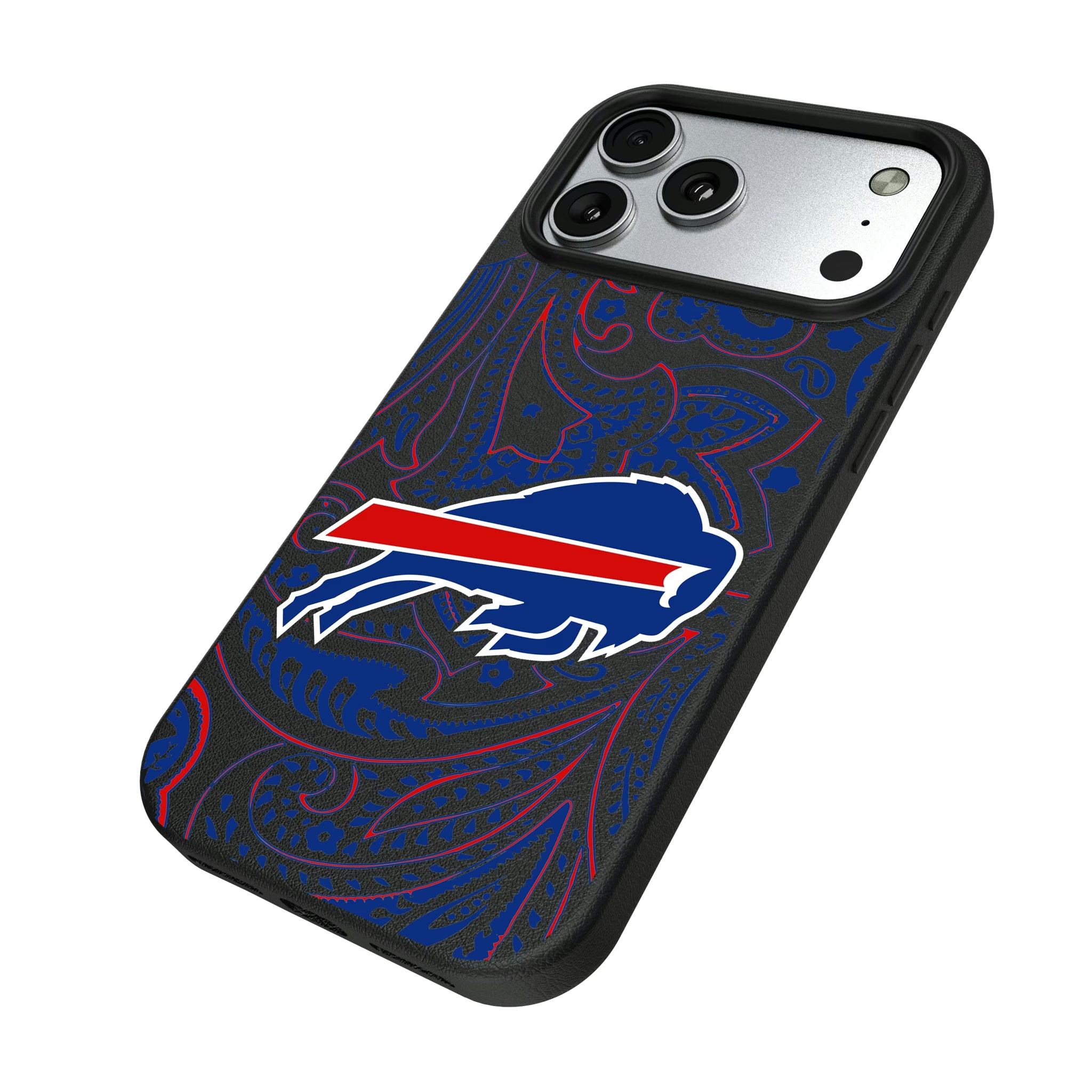 Buffalo Bills Paisley iPhone MagSafe Compatible Phone Case for Apple iPhone - Isometric View#Device_iPhone 17 Pro Max