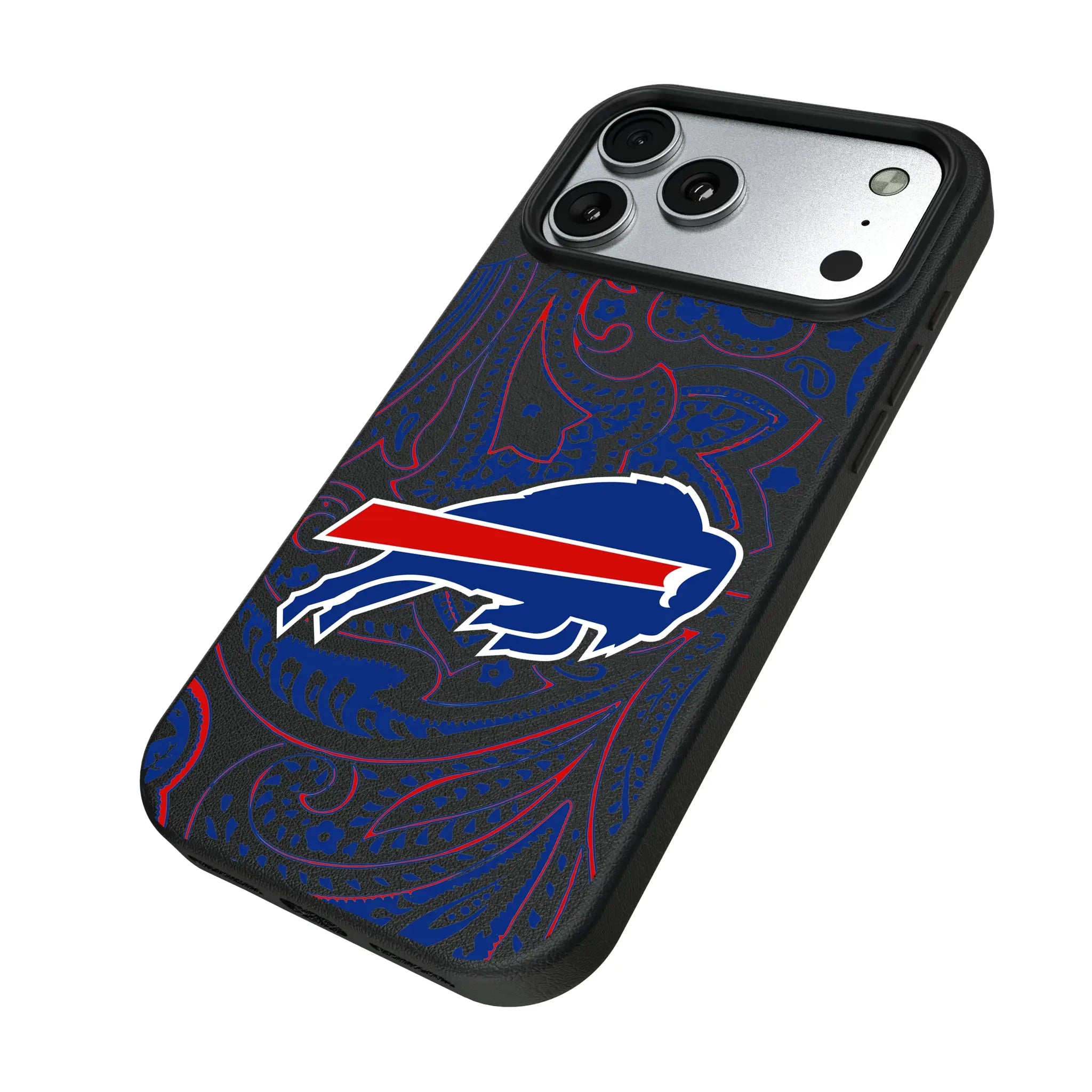 Buffalo Bills Paisley iPhone MagSafe Compatible Phone Case for Apple iPhone - Isometric View#Device_iPhone 17 Pro Max
