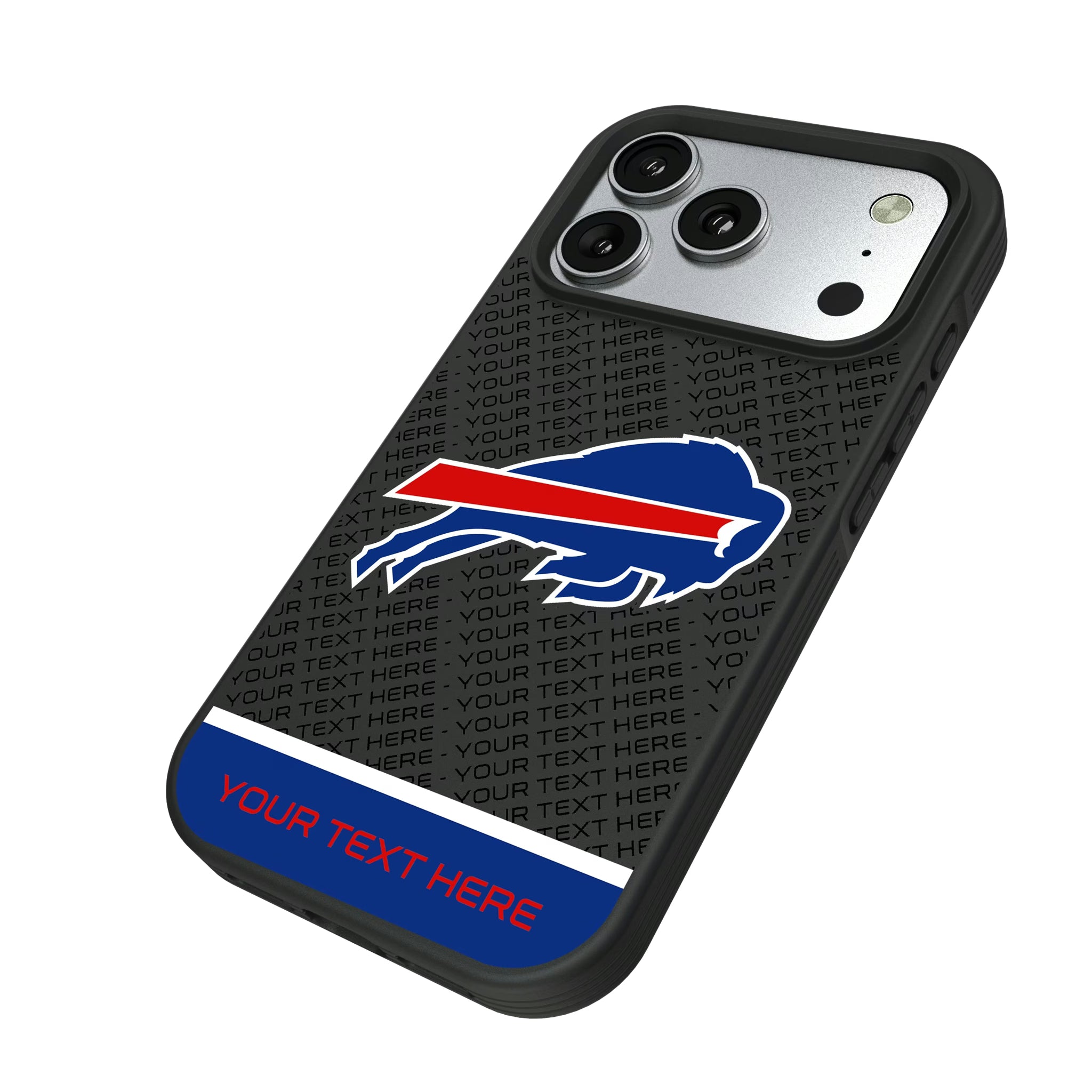Buffalo Bills Personalized EndZone Plus iPhone Bump Phone Case for Apple iPhone - Isometric View#Device_iPhone 17 Pro