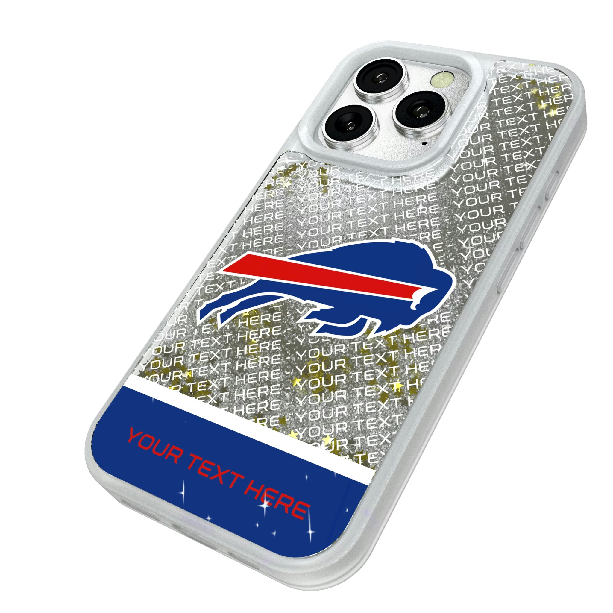 Buffalo Bills Personalized EndZone Plus iPhone Glitter Phone Case for Apple iPhone - Isometric View#Device_iPhone 16 Pro
