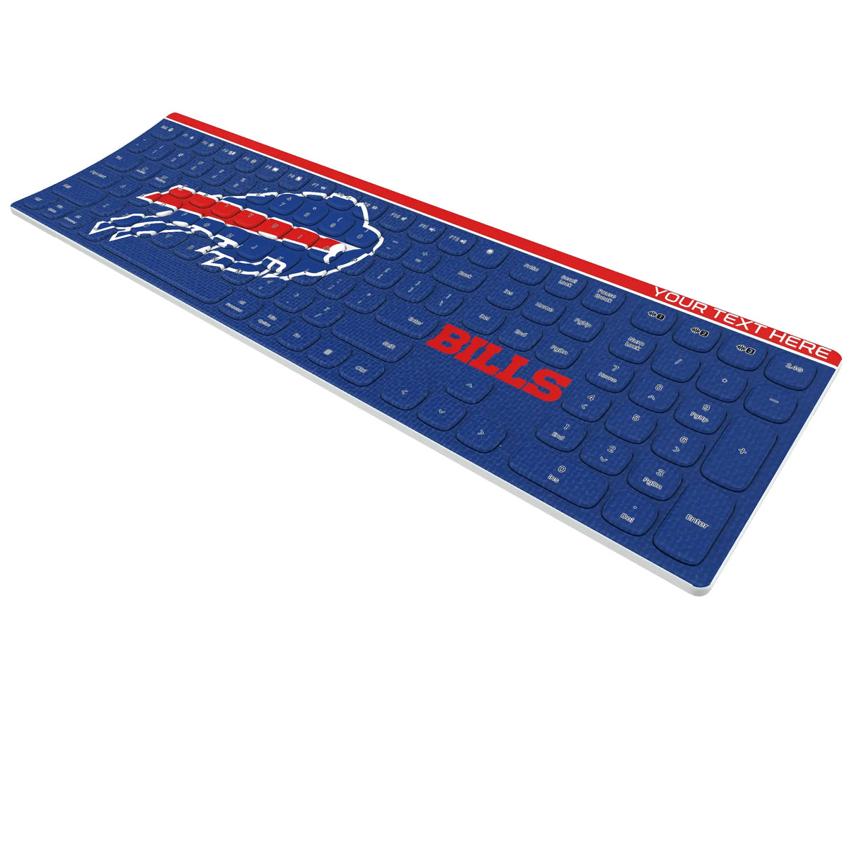 Buffalo Bills Personalized Endzone Solid KKB605 Curved Wireless Keyboard - Isometric View