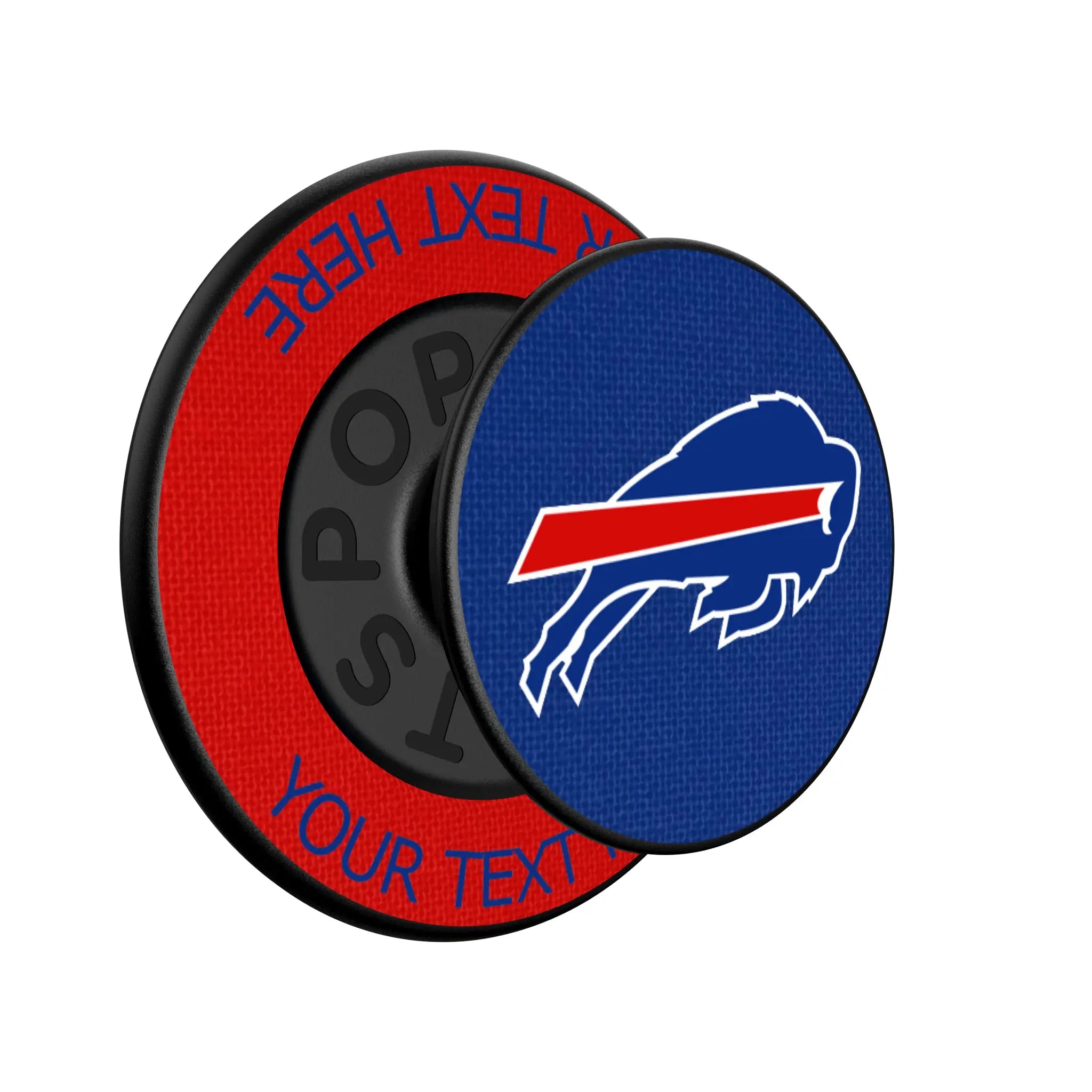 Buffalo Bills Personalized Endzone Solid Popsockets Round Magnetic - Isometric View