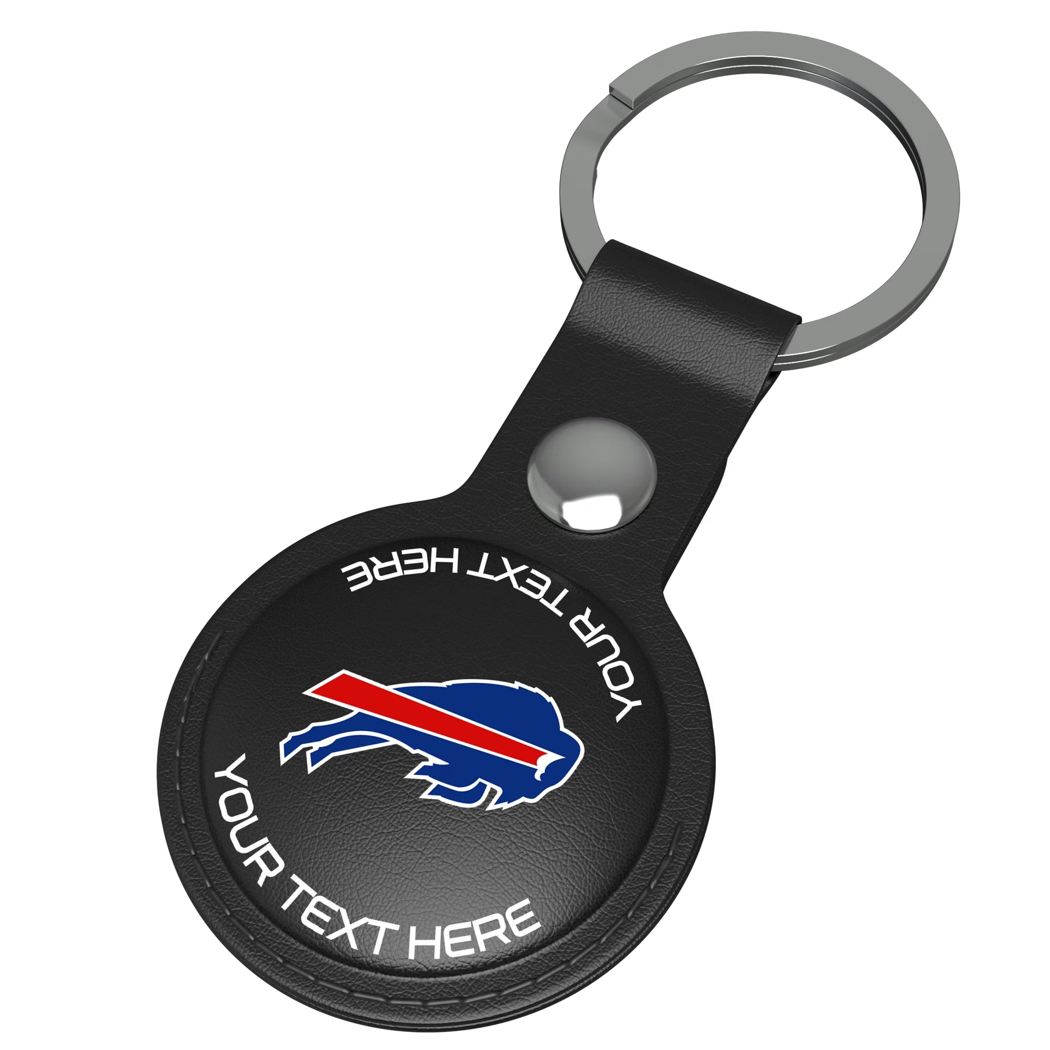 Buffalo Bills Personalized Insignia AirTag Black Airtag Holder - Isometric View