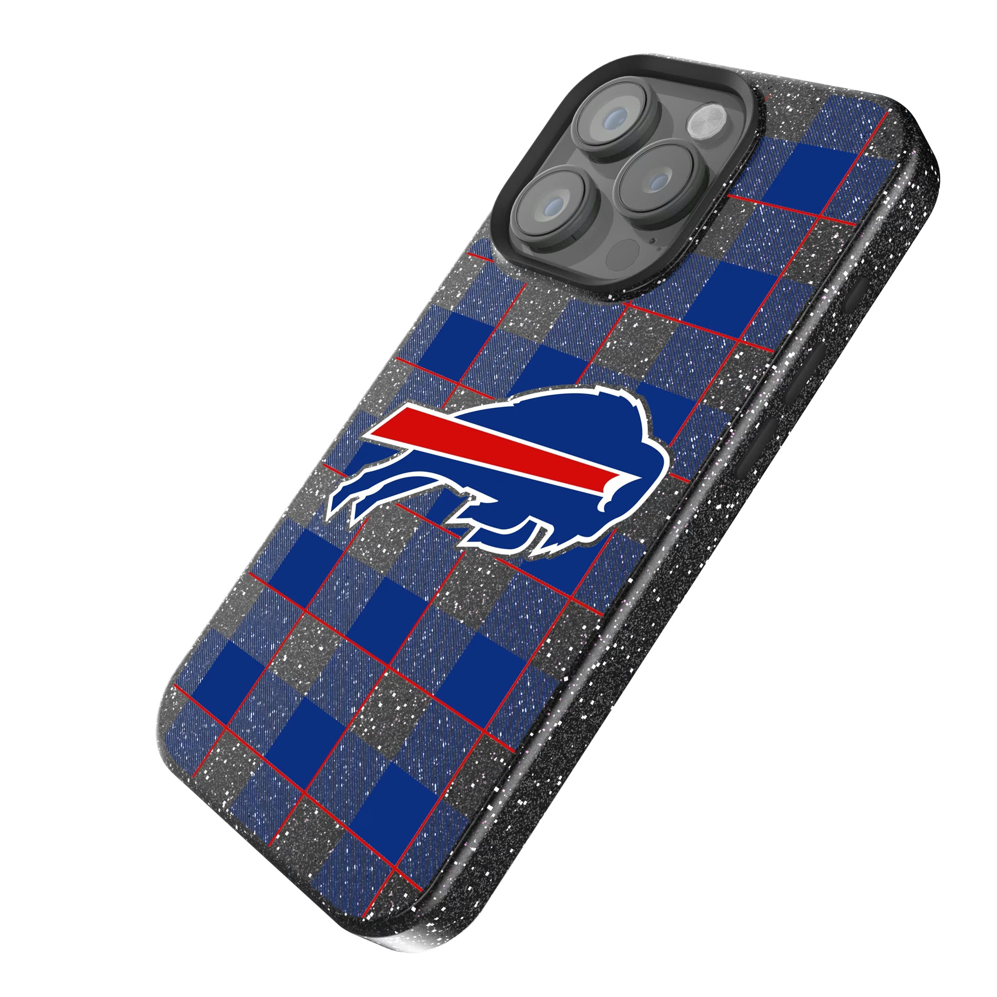 Buffalo Bills Plaid iPhone Bling Phone Case for Apple iPhone - Isometric View
