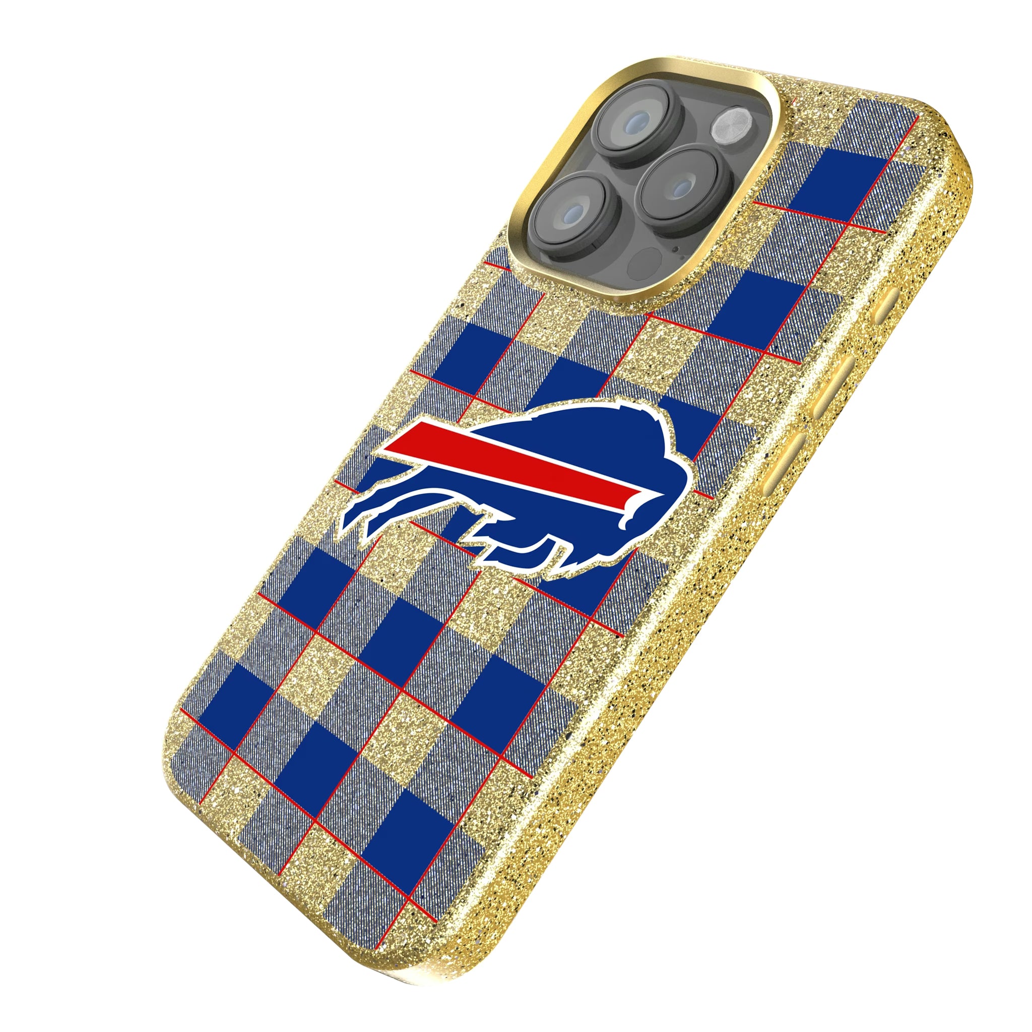 Buffalo Bills Plaid iPhone Bling Phone Case for Apple iPhone - Isometric View