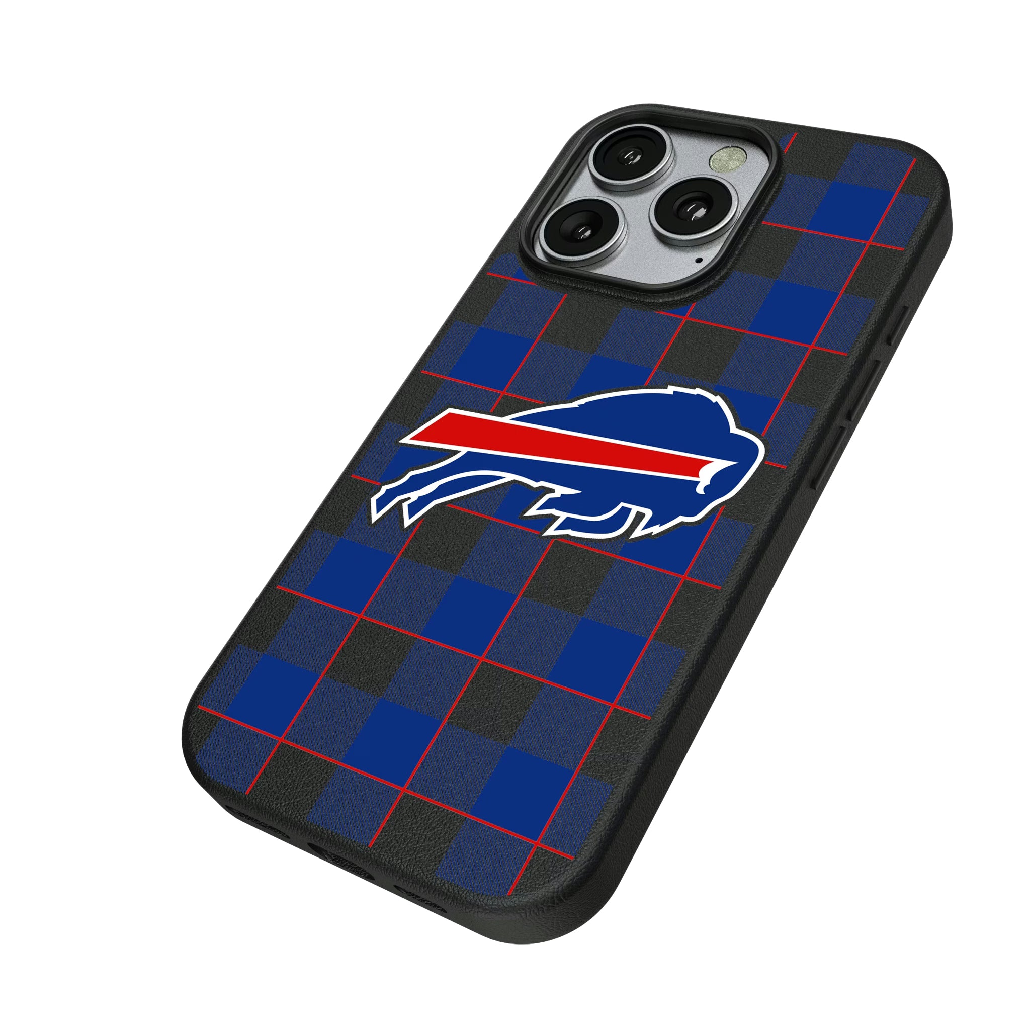 Buffalo Bills Plaid iPhone MagSafe Compatible Phone Case for Apple iPhone - Isometric View
