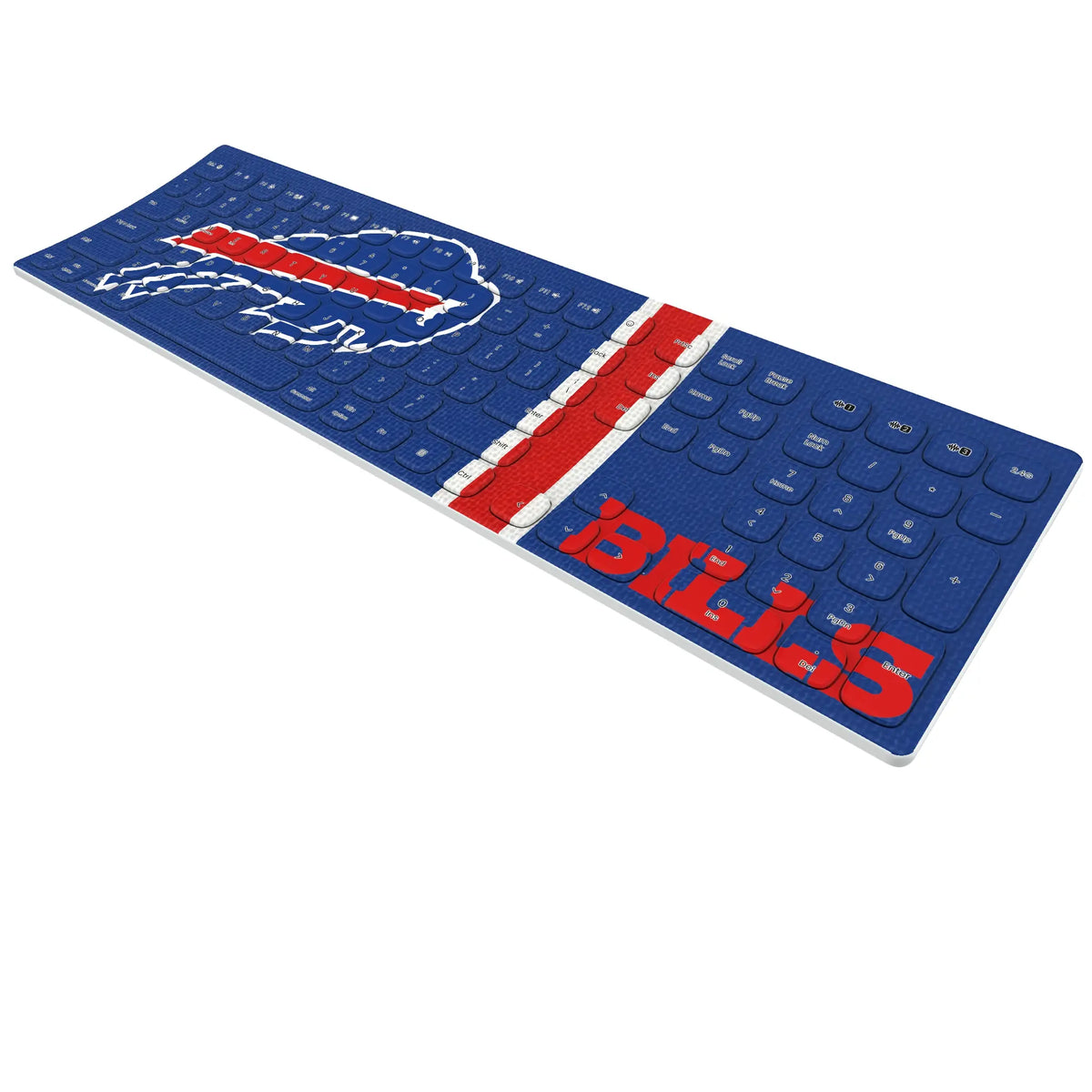 Buffalo Bills Stripe KKB605 Curved Wireless Keyboard - Isometric View