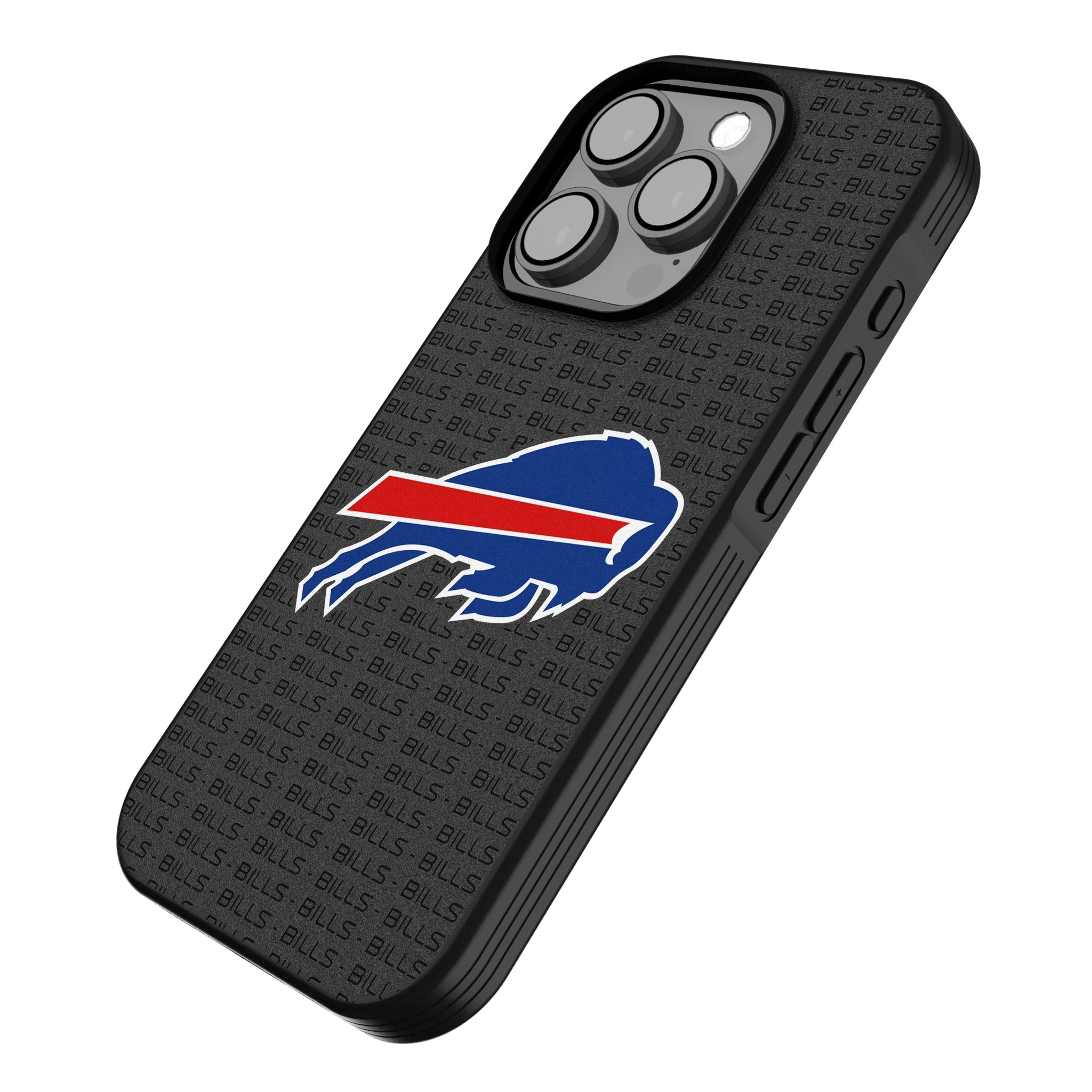 Buffalo Bills Text Backdrop iPhone Bump Phone Case for Apple iPhone - Isometric View