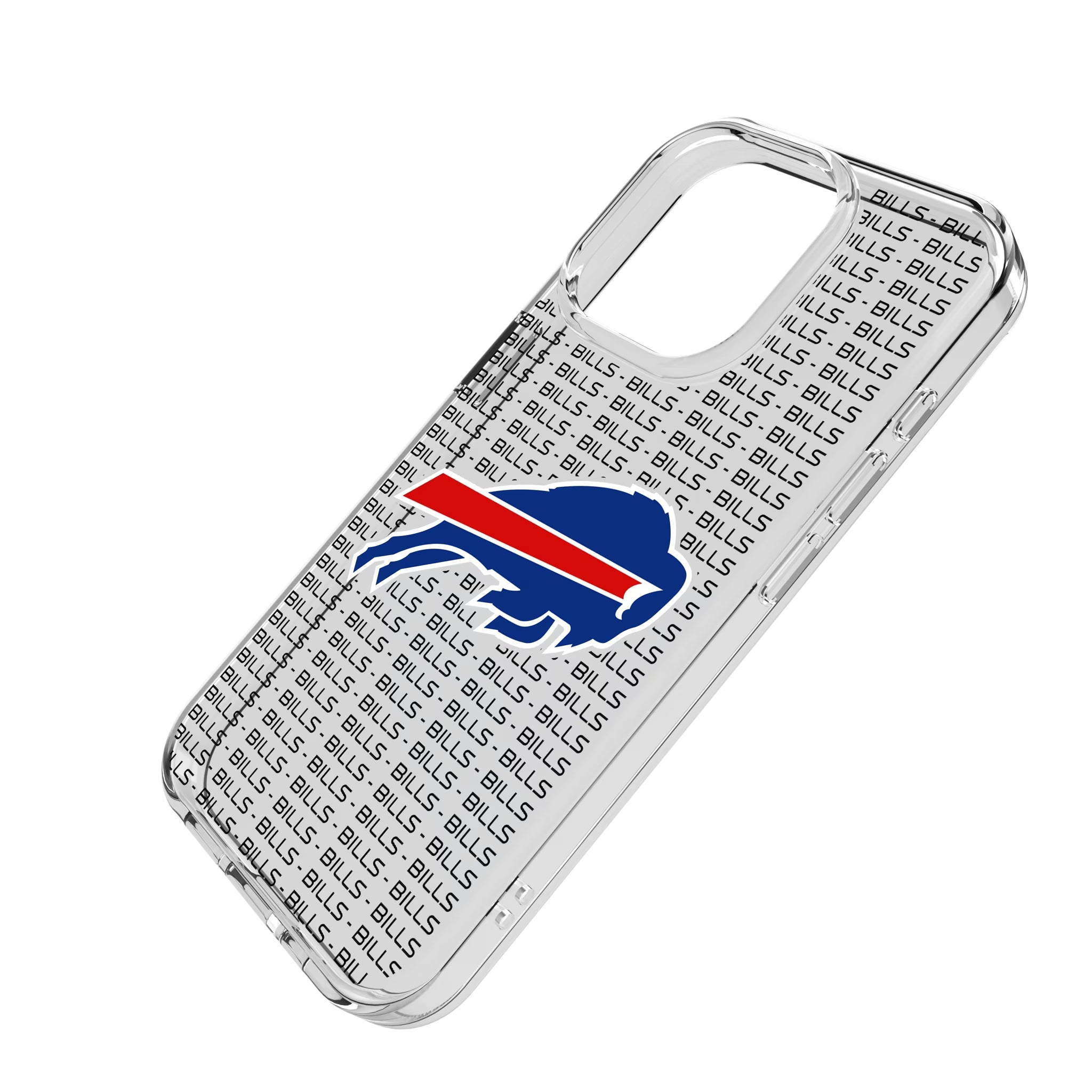 Buffalo Bills Text Backdrop iPhone Clear Phone Case for Apple iPhone - Isometric View