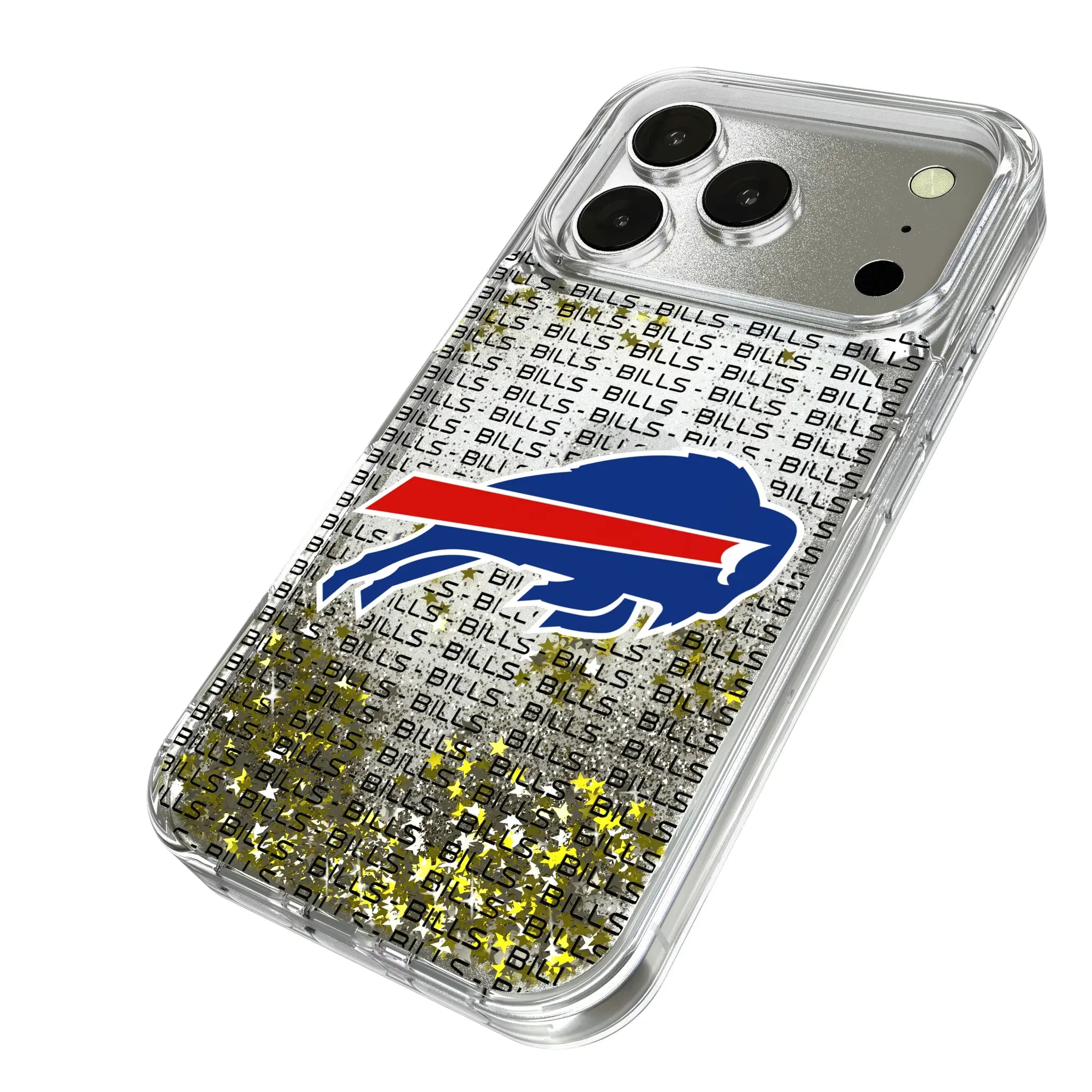 Buffalo Bills Text Backdrop iPhone Glitter Phone Case for Apple iPhone - Isometric View