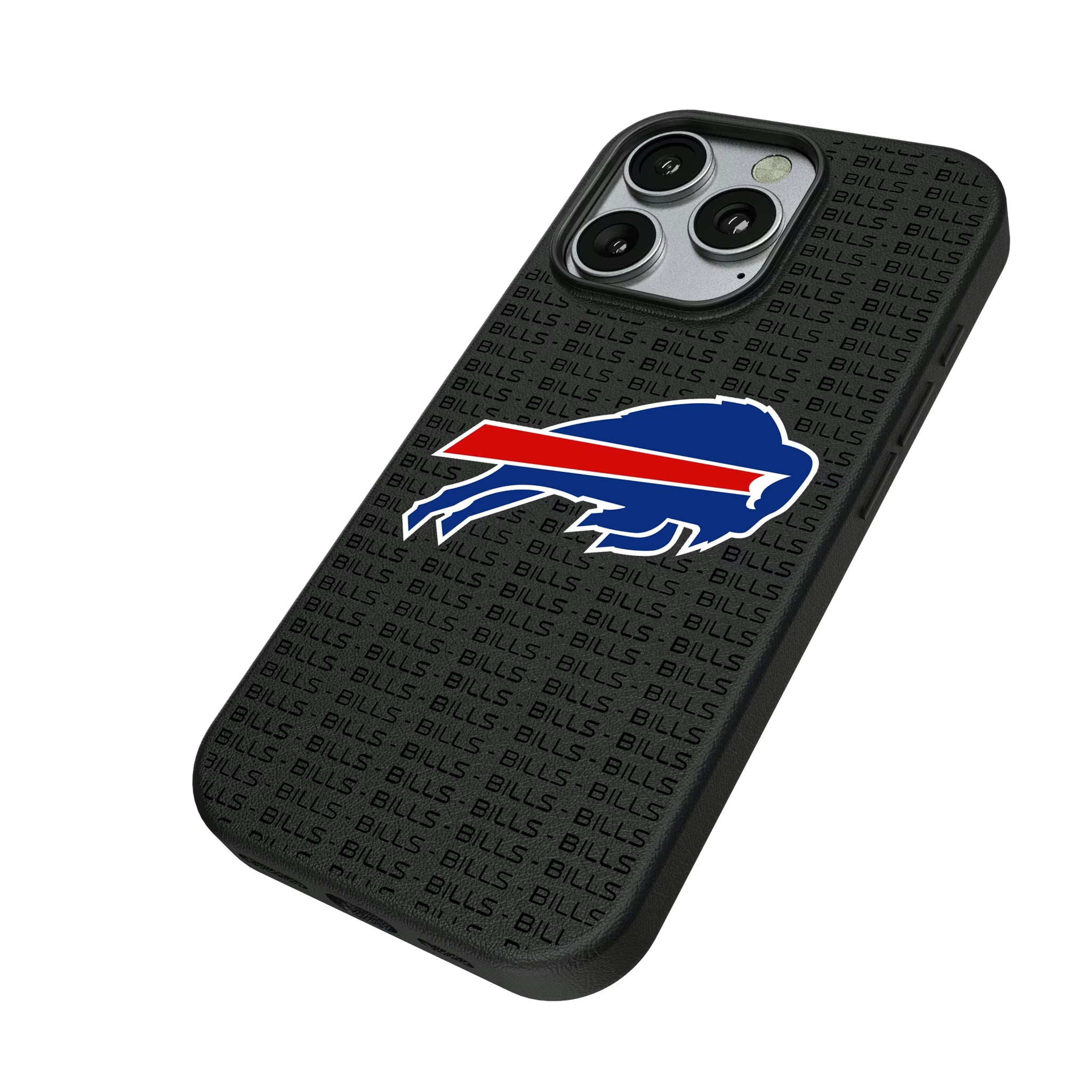 Buffalo Bills Text Backdrop iPhone MagSafe Compatible Phone Case for Apple iPhone - Isometric View