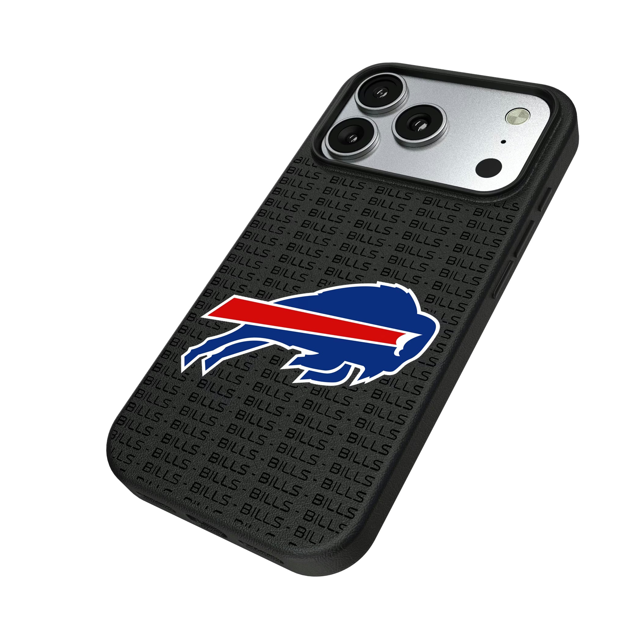 Buffalo Bills Text Backdrop iPhone MagSafe Compatible Phone Case for Apple iPhone - Isometric View#Device_iPhone 17 Pro