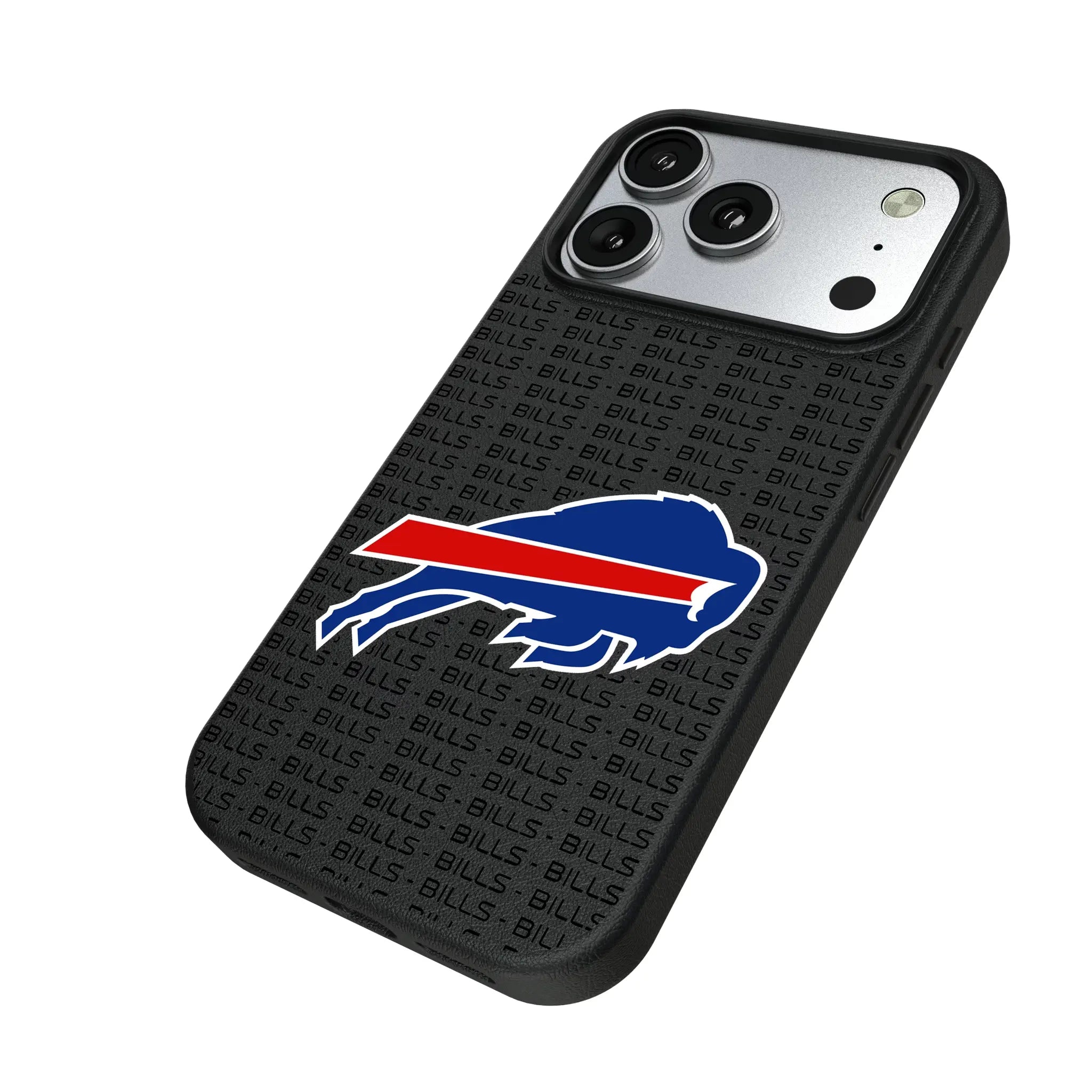 Buffalo Bills Text Backdrop iPhone MagSafe Compatible Phone Case for Apple iPhone - Isometric View#Device_iPhone 17 Pro