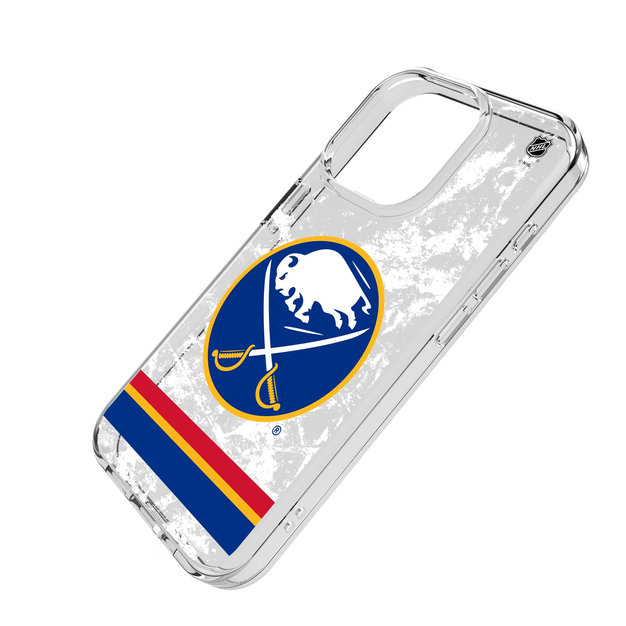 Buffalo Sabres Ice Stripe iPhone Clear Phone Case for Apple iPhone - Isometric View