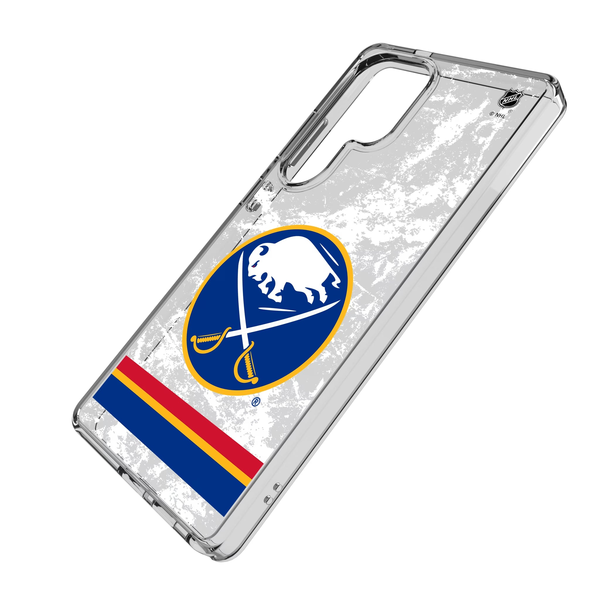 Buffalo Sabres Ice Stripe Galaxy Clear Phone Case for Samsung Galaxy - Isometric View