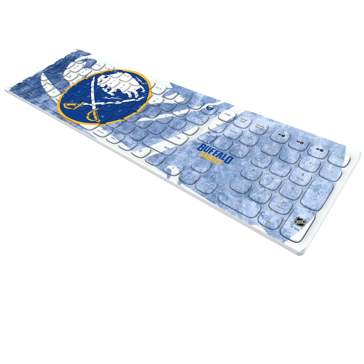 Buffalo Sabres Ice Tilt KKB605 Curved Wireless Keyboard - Isometric View