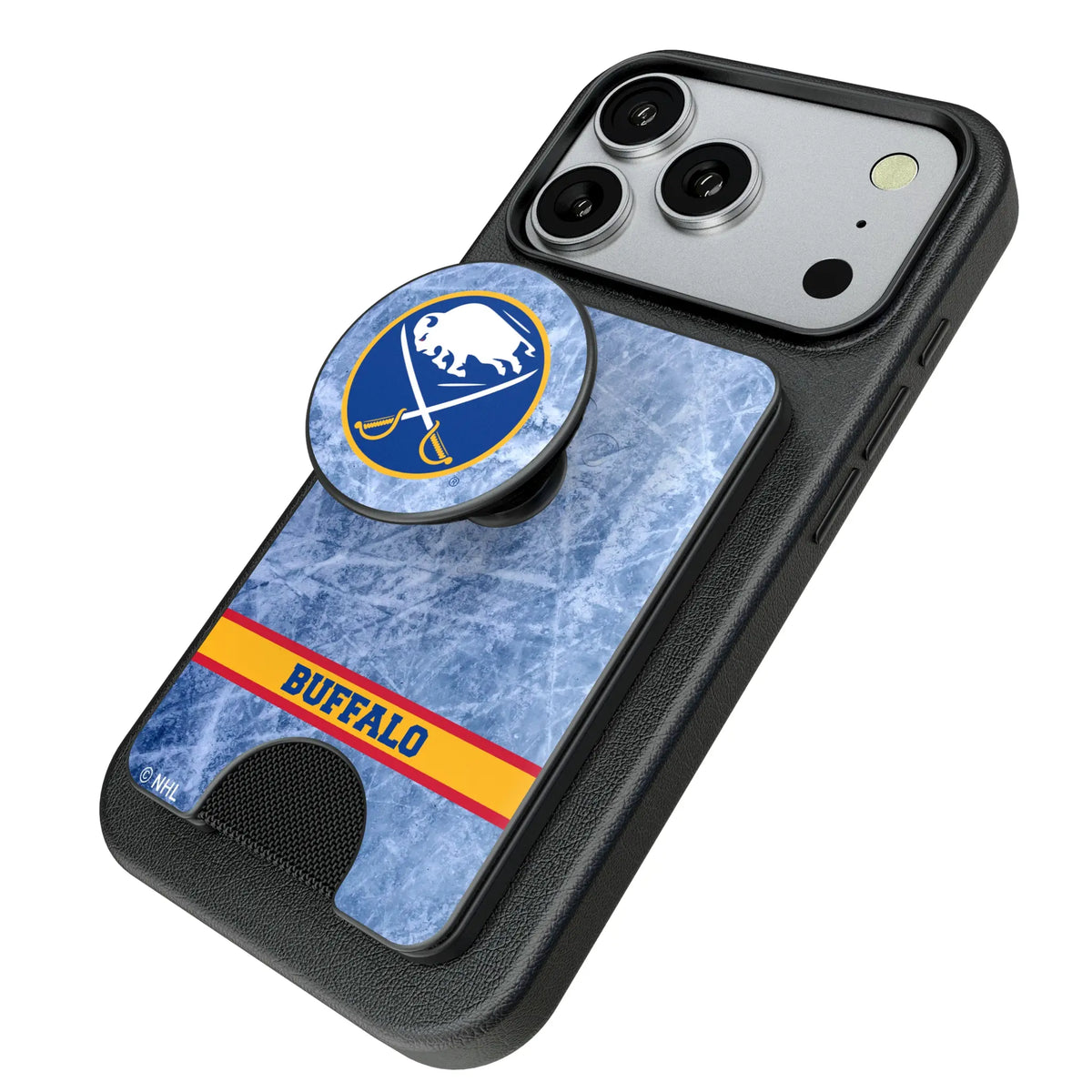 Buffalo Sabres Ice Wordmark Popsockets Wallet Magnetic - Isometric View