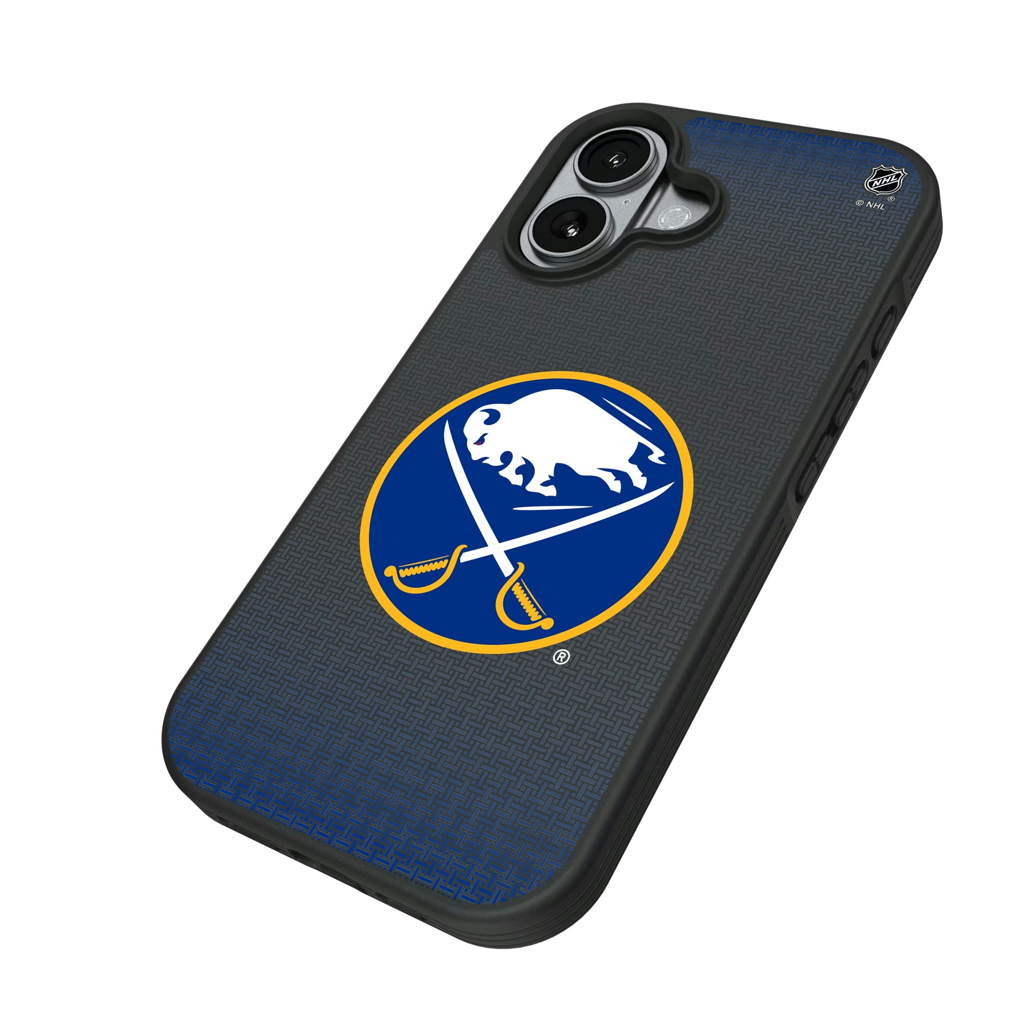 Buffalo Sabres Linen iPhone Bump Phone Case for Apple iPhone - Isometric View#Device_iPhone 17