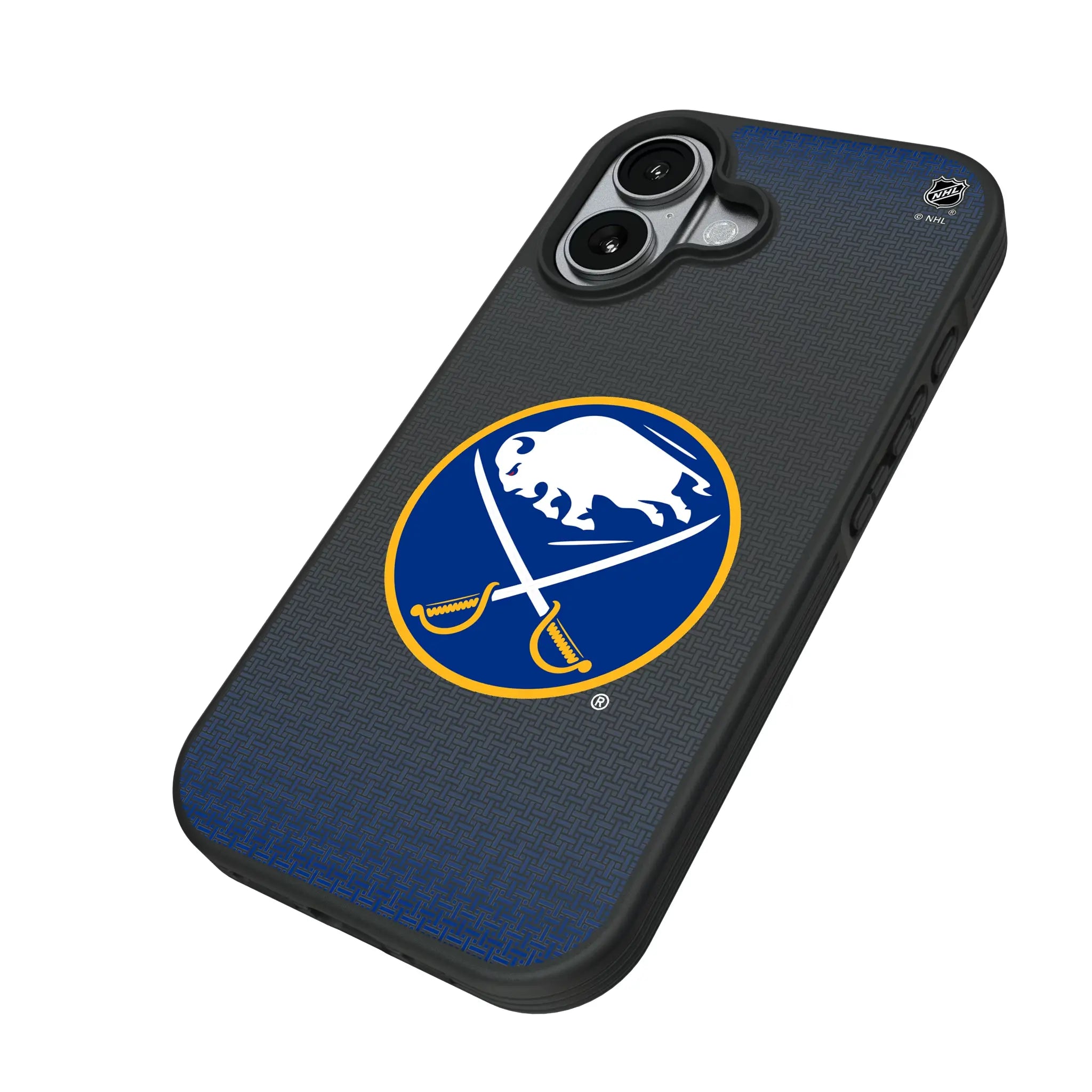 Buffalo Sabres Linen iPhone Bump Phone Case for Apple iPhone - Isometric View#Device_iPhone 17