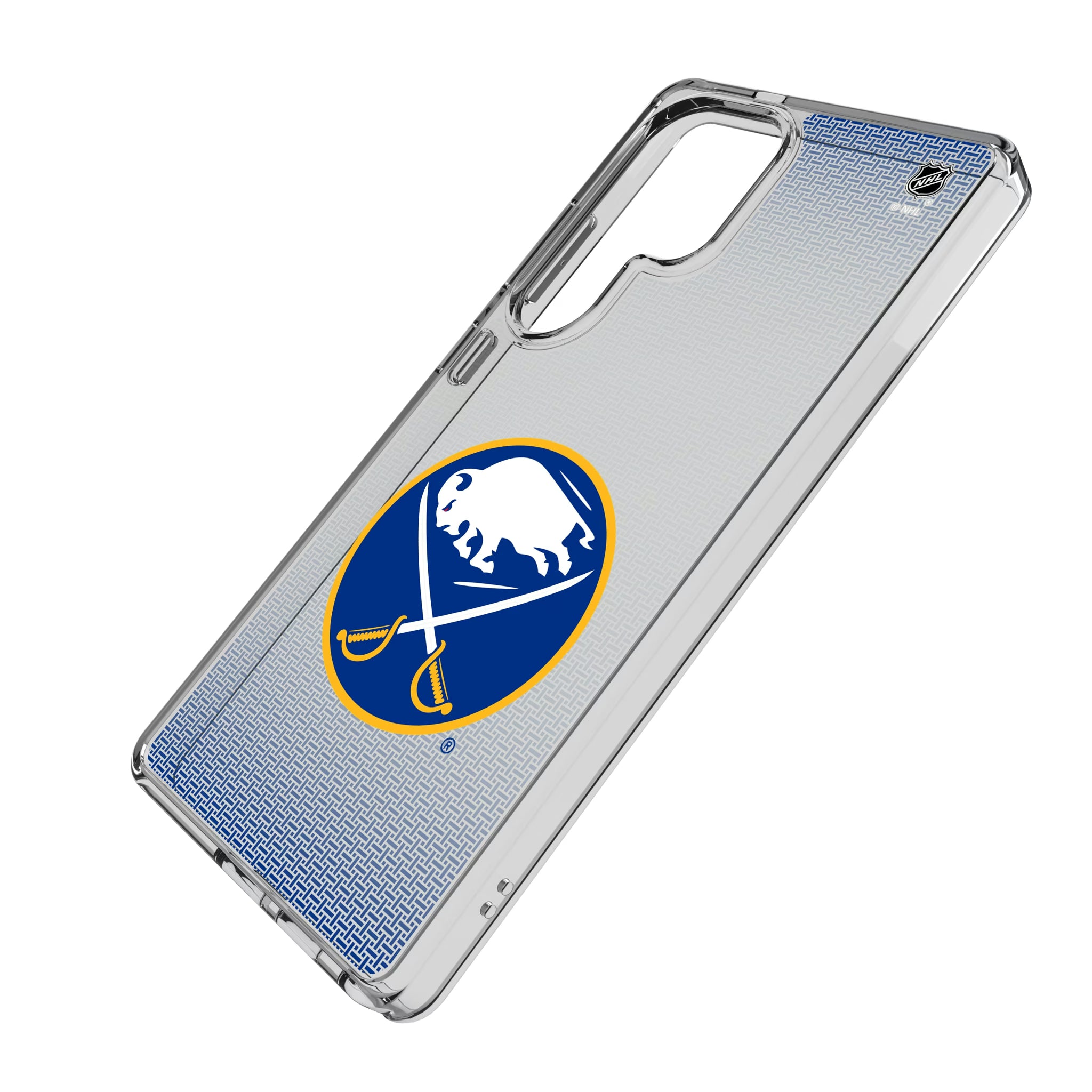 Buffalo Sabres Linen Galaxy Clear Phone Case for Samsung Galaxy - Isometric View