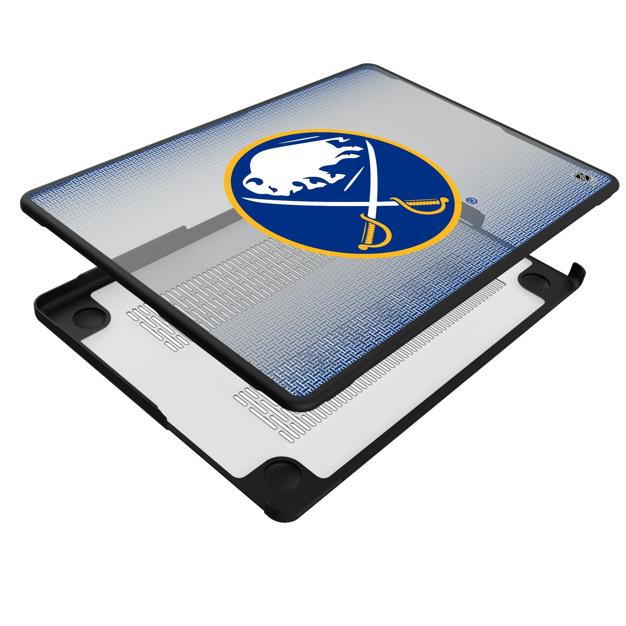Buffalo Sabres Linen MacBook Laptop Case for Apple MacBook - Isometric View#Device_MacBook Pro (14-inch, 2021) / MacBook Pro (14-inch, 2023) / MacBook Pro (14-inch, 2024)