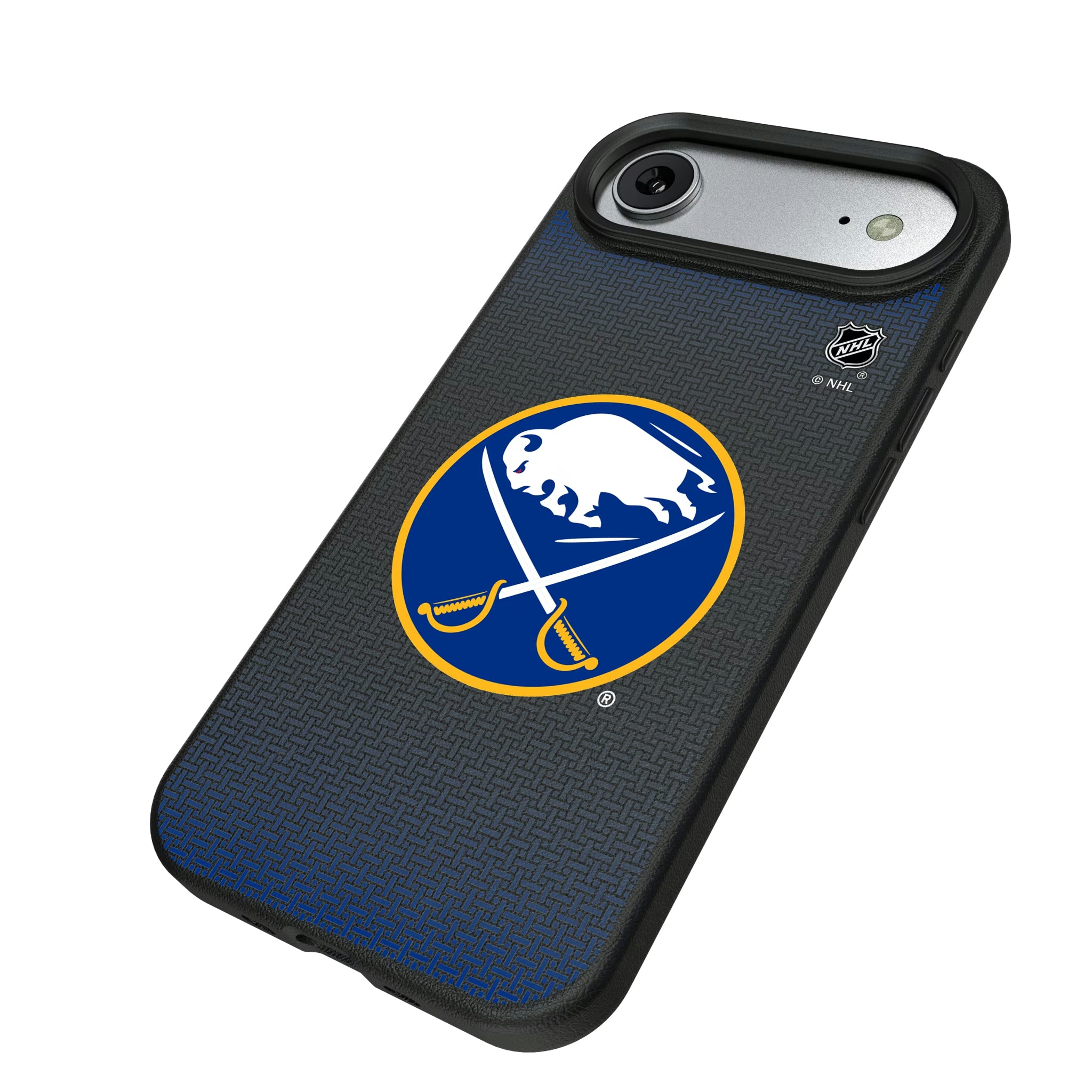 Buffalo Sabres Linen iPhone MagSafe Compatible Phone Case for Apple iPhone - Isometric View#Device_iPhone Air
