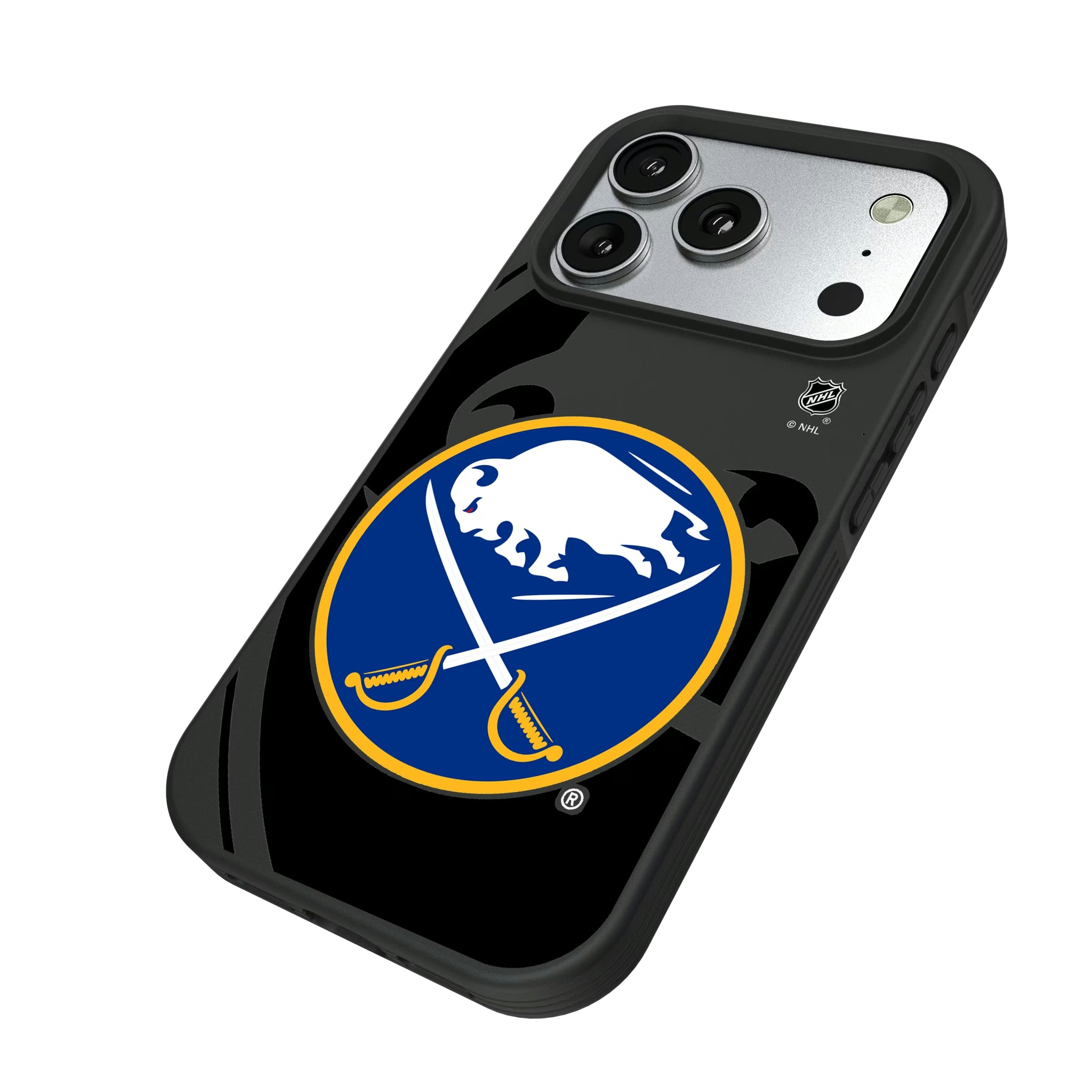 Buffalo Sabres Monocolor Tilt iPhone Bump Phone Case for Apple iPhone - Isometric View#Device_iPhone 17 Pro