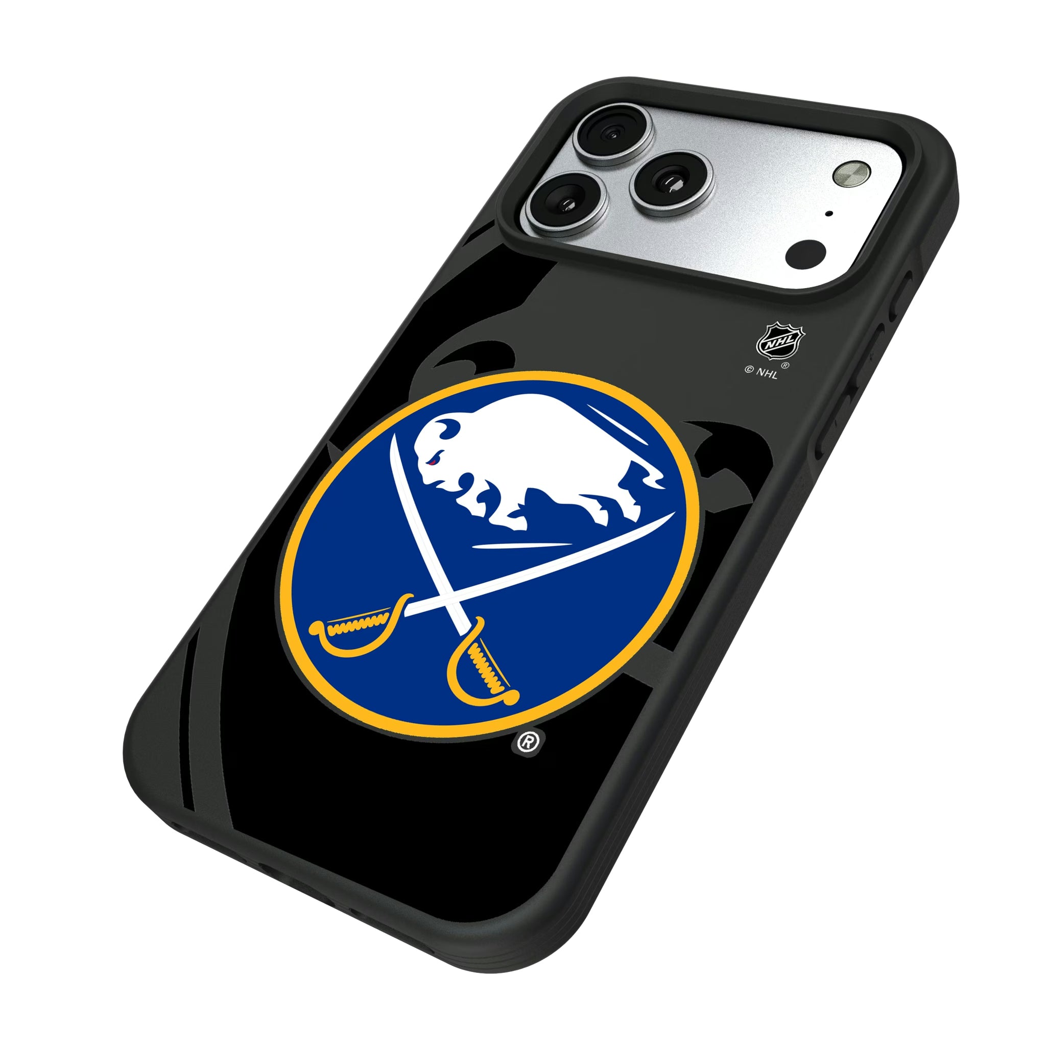Buffalo Sabres Monocolor Tilt iPhone Bump Phone Case for Apple iPhone - Isometric View#Device_iPhone 17 Pro Max