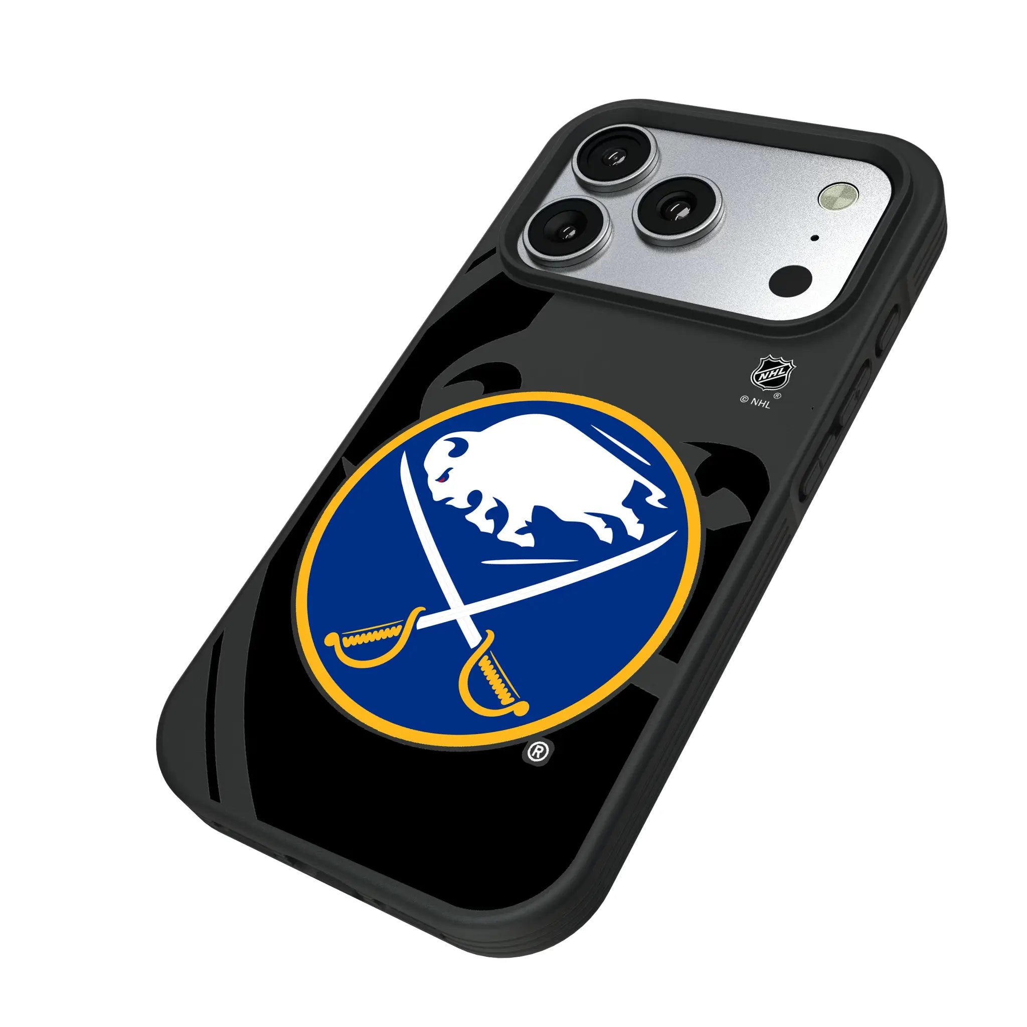 Buffalo Sabres Monocolor Tilt iPhone Bump Phone Case for Apple iPhone - Isometric View#Device_iPhone 17 Pro