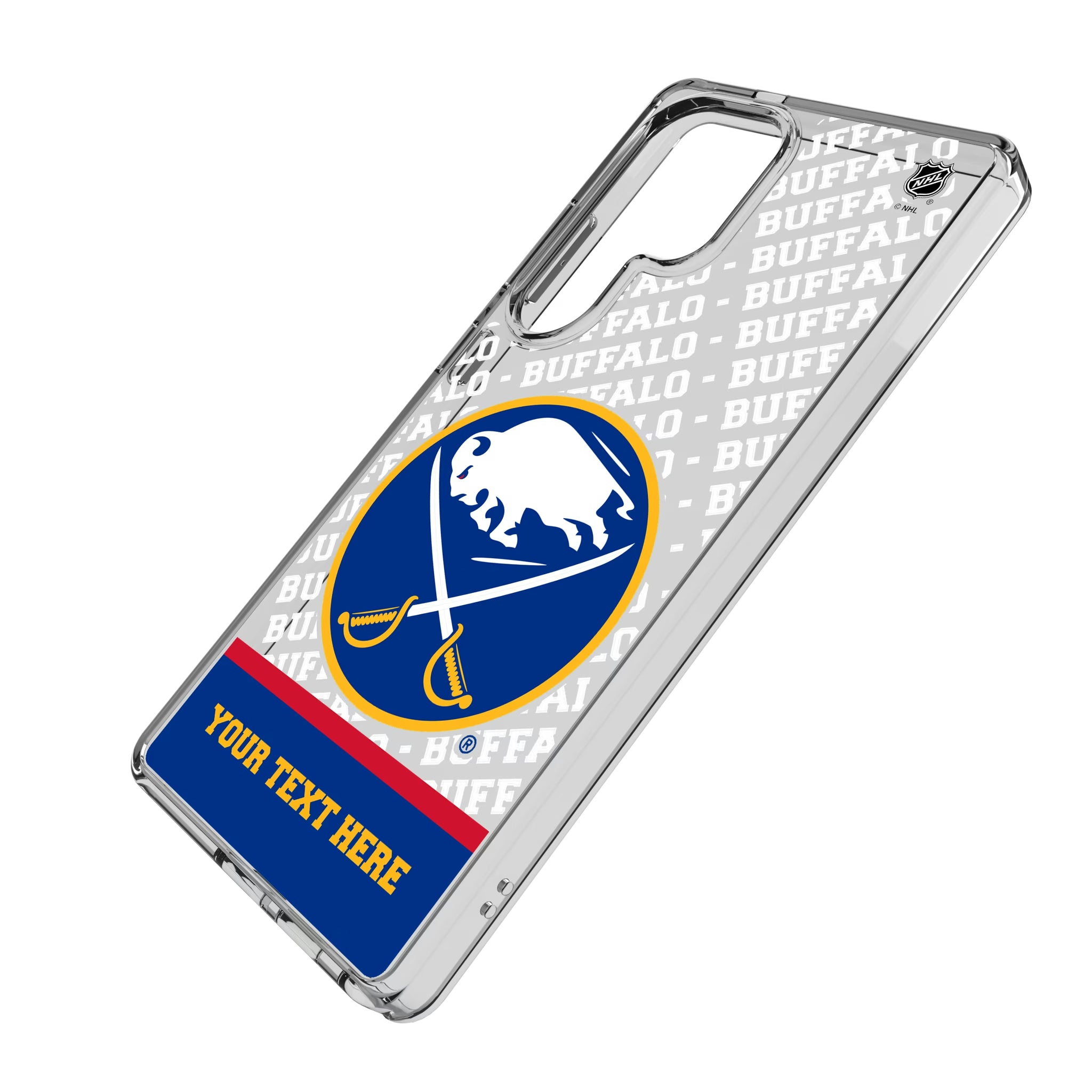 Buffalo Sabres Personalized EndZone Plus Galaxy Clear Phone Case for Samsung Galaxy - Isometric View