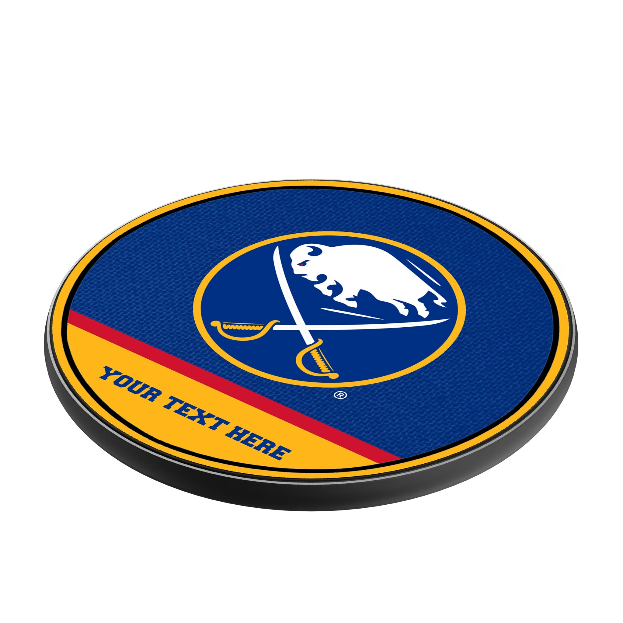 Buffalo Sabres Personalized Endzone Solid 15-Watt Wireless Charger - Isometric View