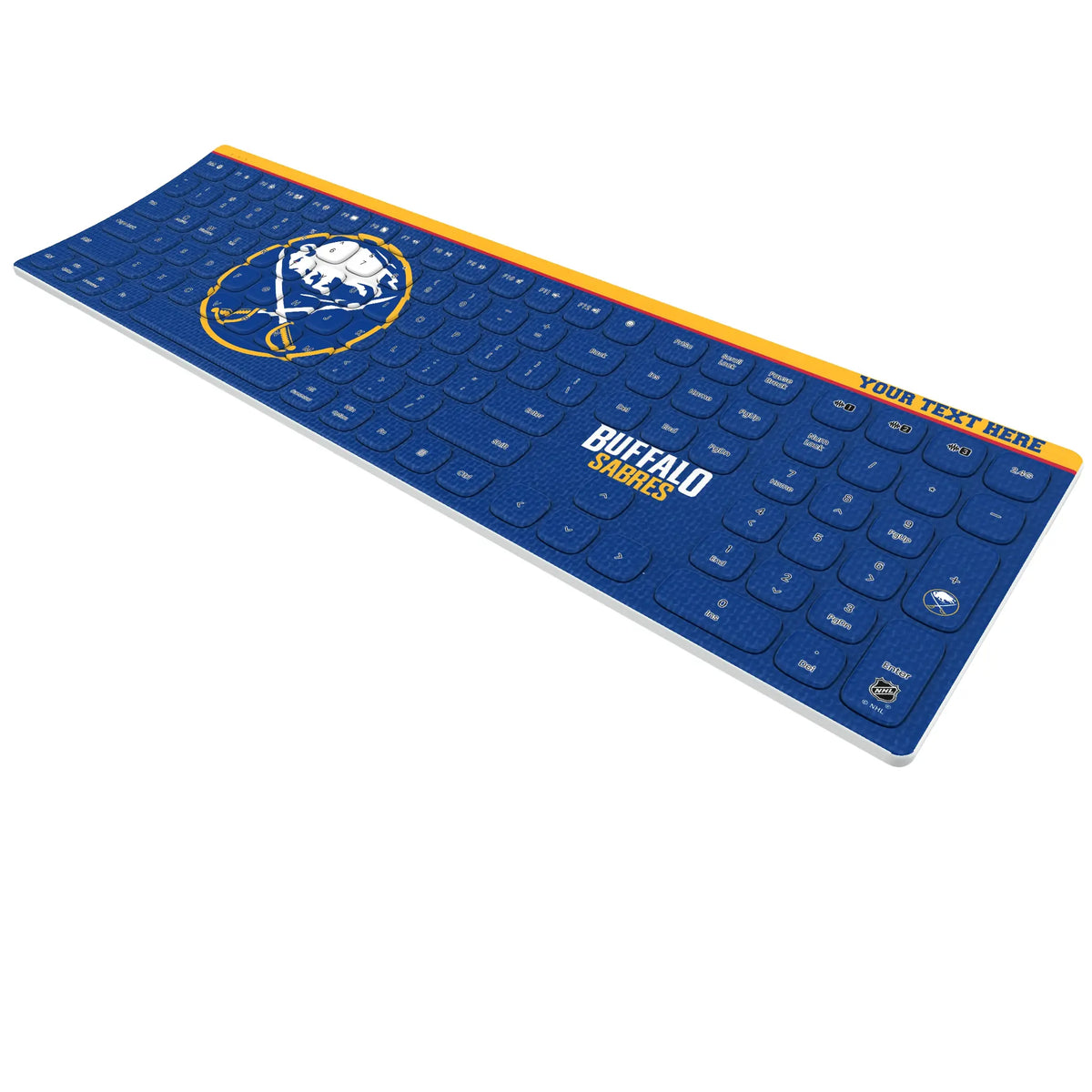 Buffalo Sabres Personalized Endzone Solid KKB605 Curved Wireless Keyboard - Isometric View