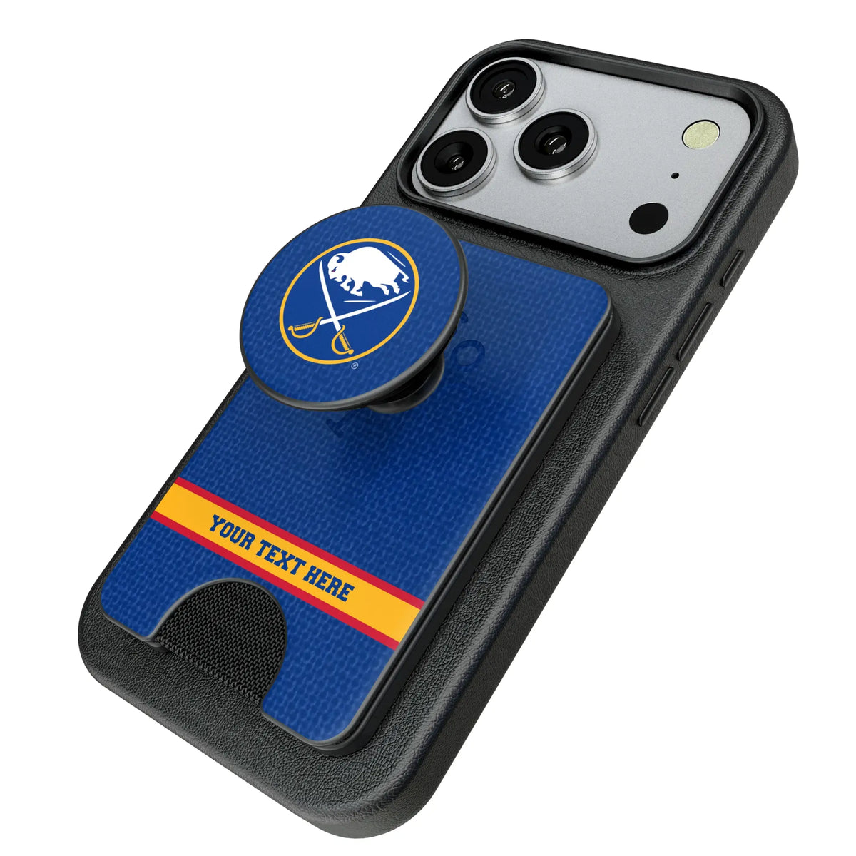Buffalo Sabres Personalized Endzone Solid Popsockets Wallet Magnetic - Isometric View