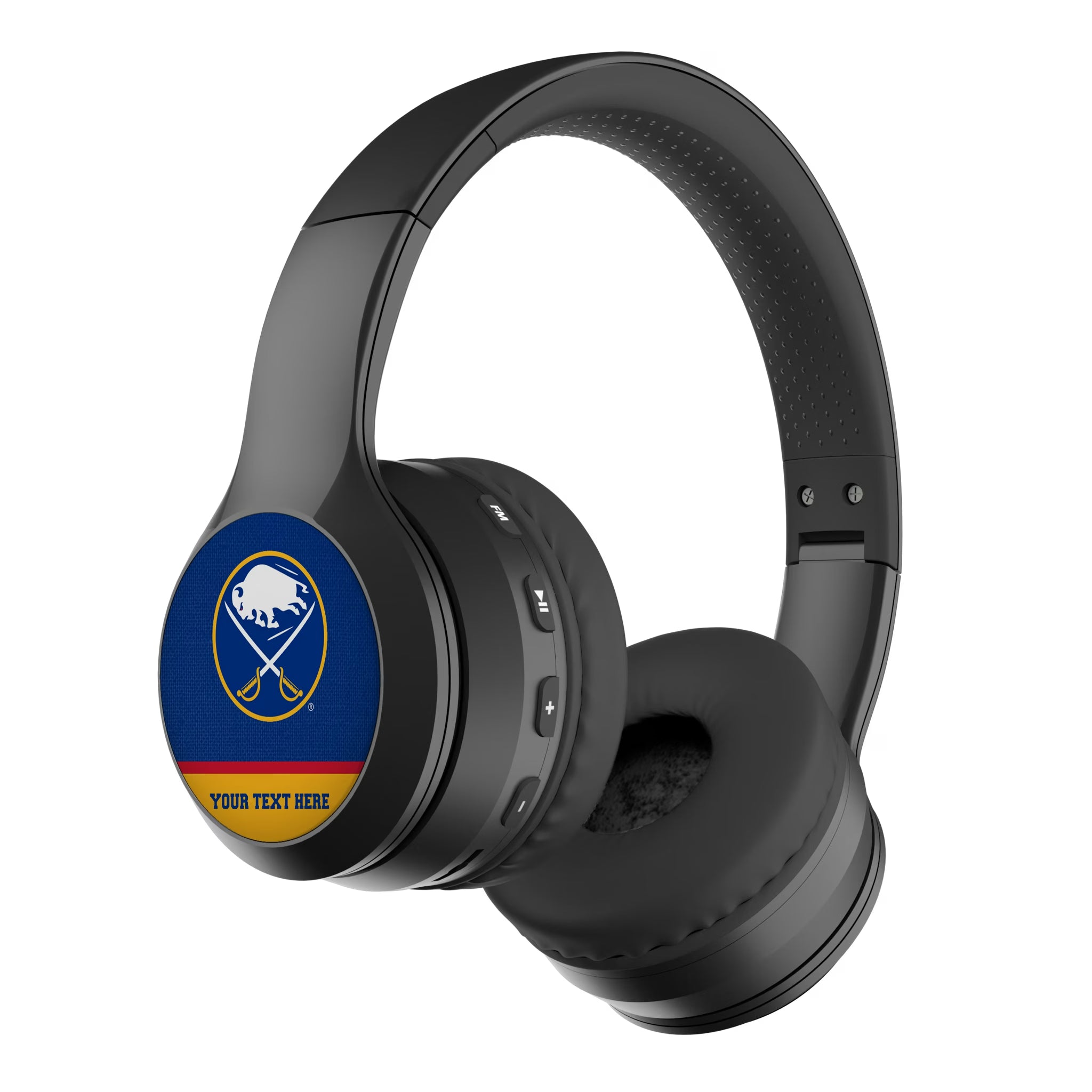 Buffalo Sabres Personalized Endzone Solid Wireless Over-Ear BT Headphones With Case - Isometric View