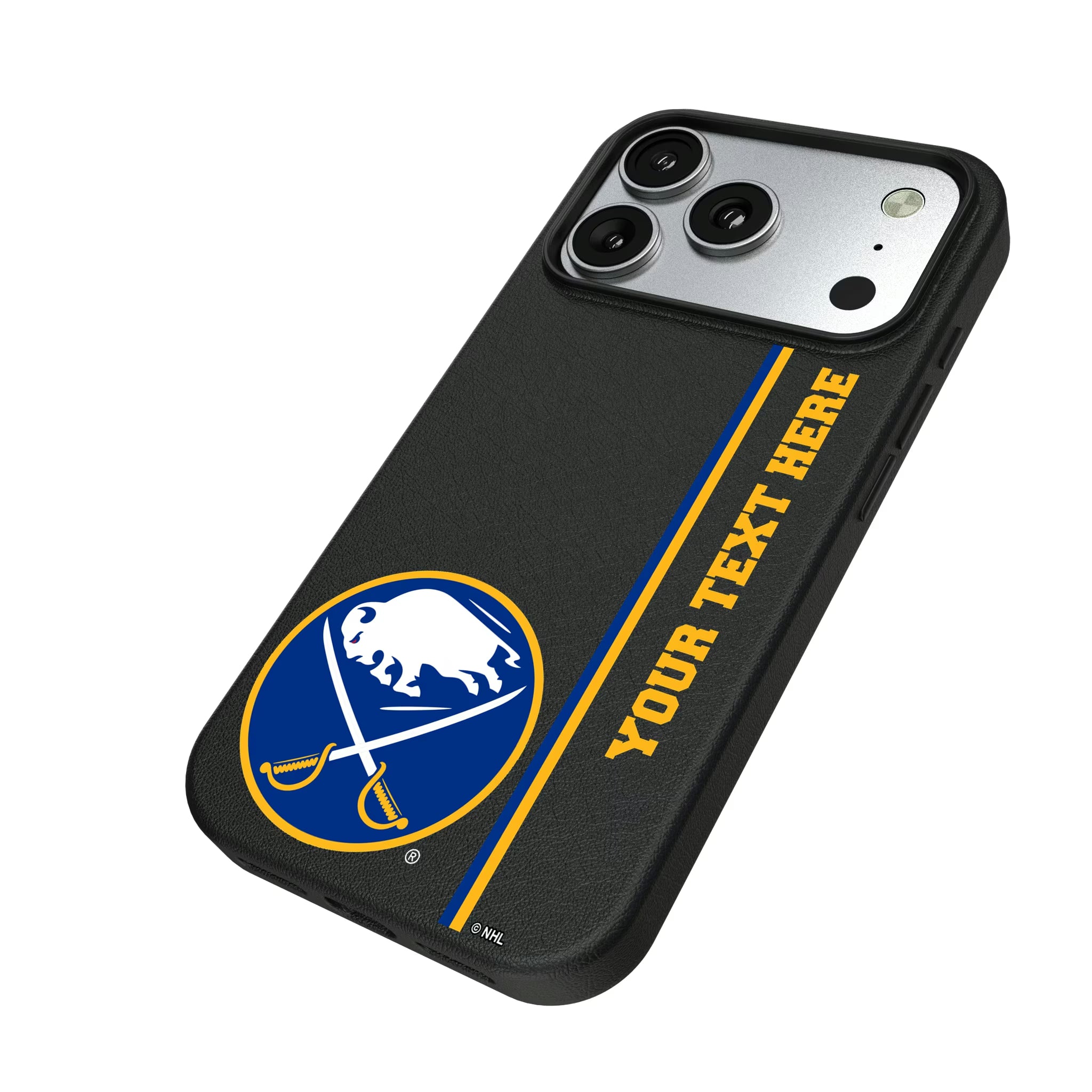 Buffalo Sabres Personalized Sidebard iPhone MagSafe Compatible Phone Case for Apple iPhone - Isometric View#Device_iPhone 17 Pro