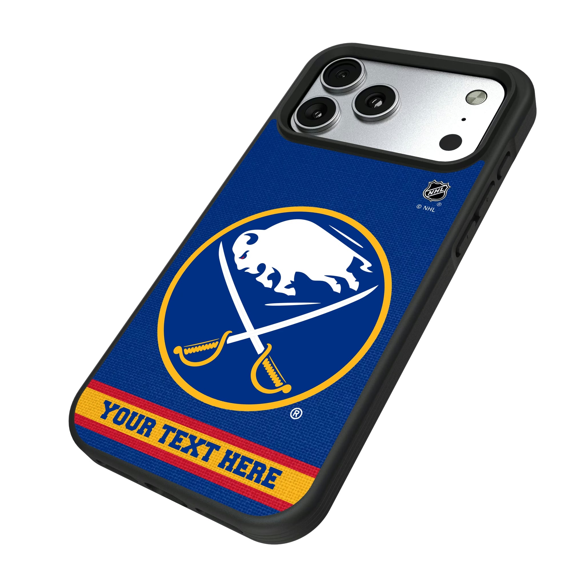 Buffalo Sabres Personalized Stripe iPhone Bump Phone Case for Apple iPhone - Isometric View#Device_iPhone 17 Pro Max