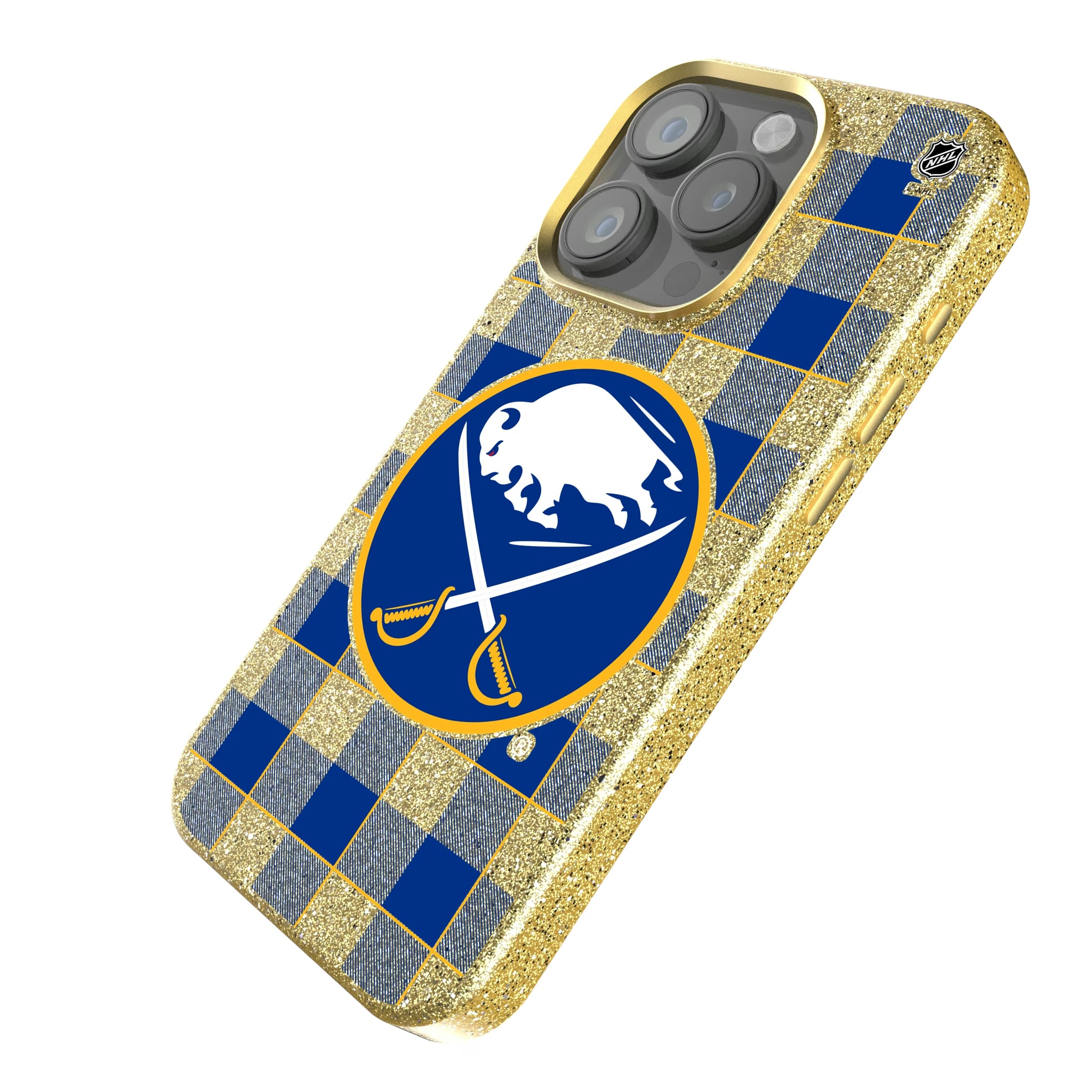 Buffalo Sabres Plaid iPhone Bling Phone Case for Apple iPhone - Isometric View