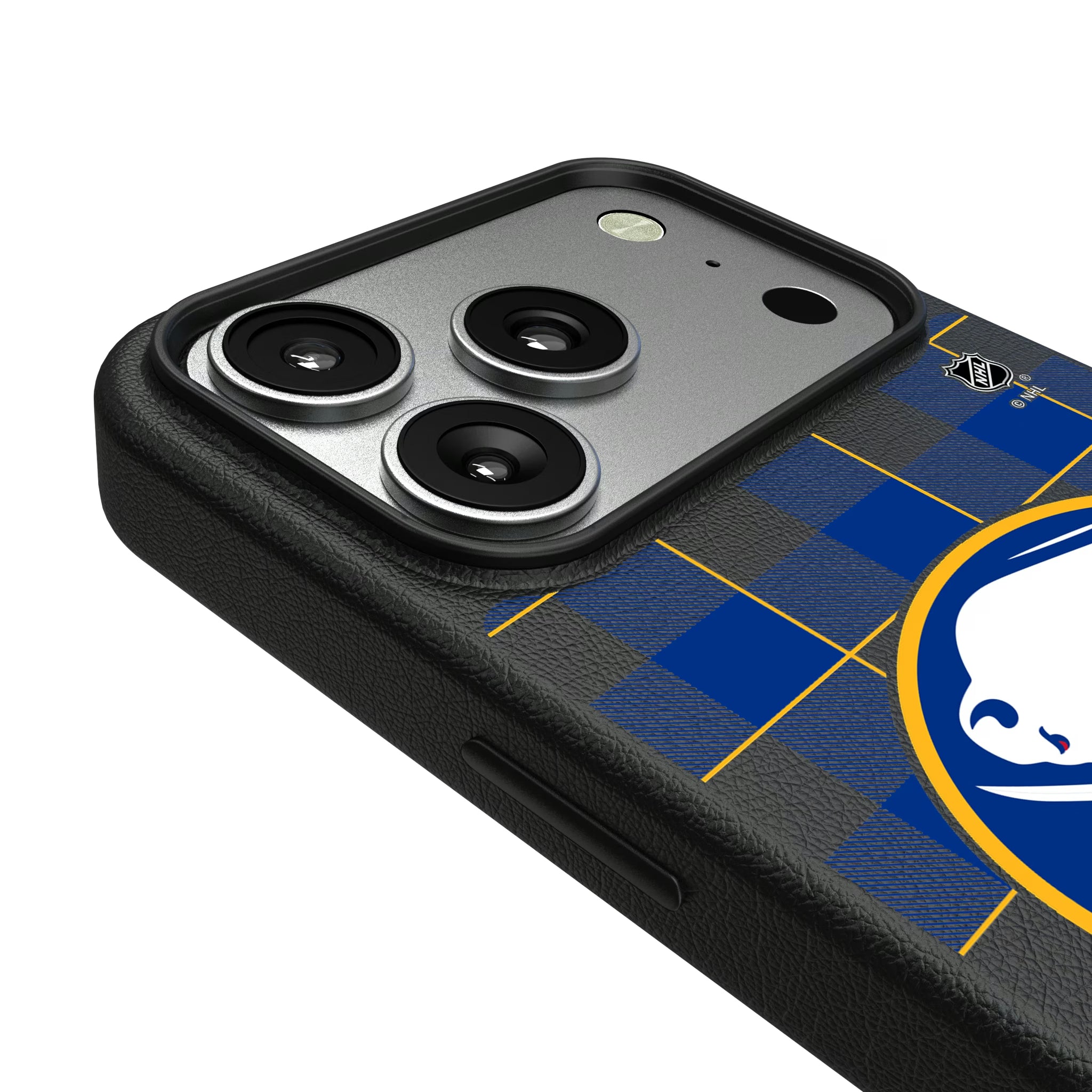 Buffalo Sabres Plaid iPhone MagSafe Compatible Phone Case for Apple iPhone - Detail#Device_iPhone 17 Pro
