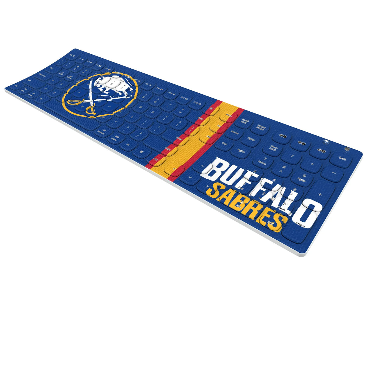 Buffalo Sabres Stripe KKB605 Curved Wireless Keyboard - Isometric View